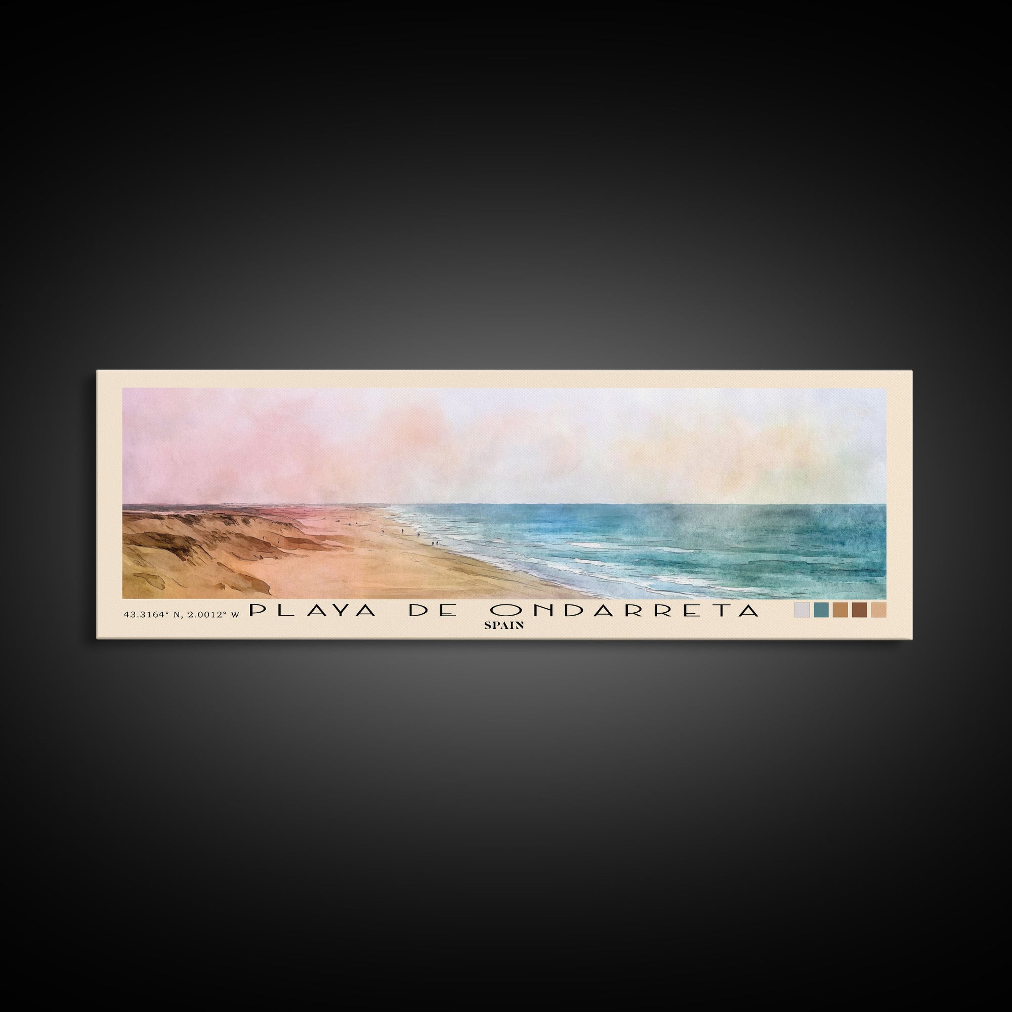 Playa de Ondarreta, Spain Watercolor Beach Print, Vacation Gift, Spain Wall Art, Beach Painting, Beach Decor, Beach Painting