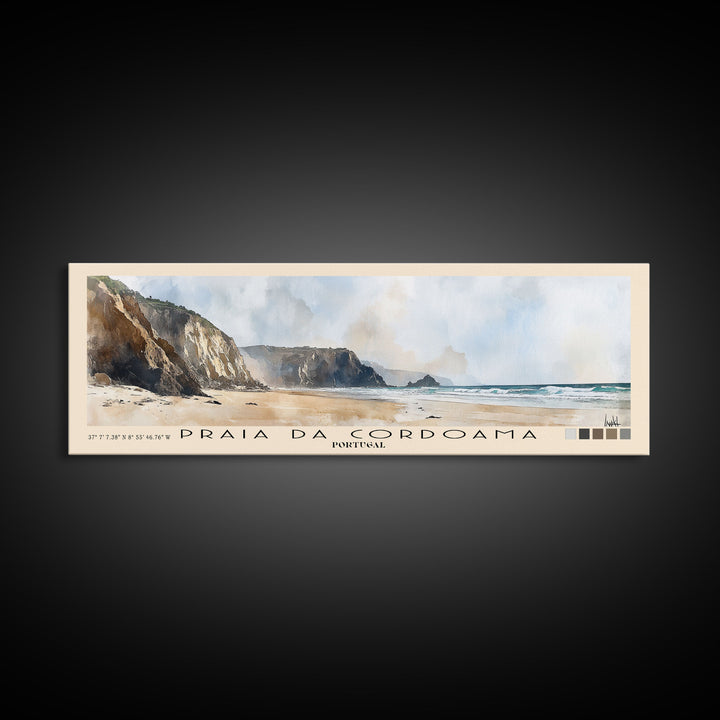 Praia da Cordoama, Portugal Watercolor Beach Print, Vacation Gift, Portugal Wall Art, Beach Painting, Beach Decor, Beach Painting