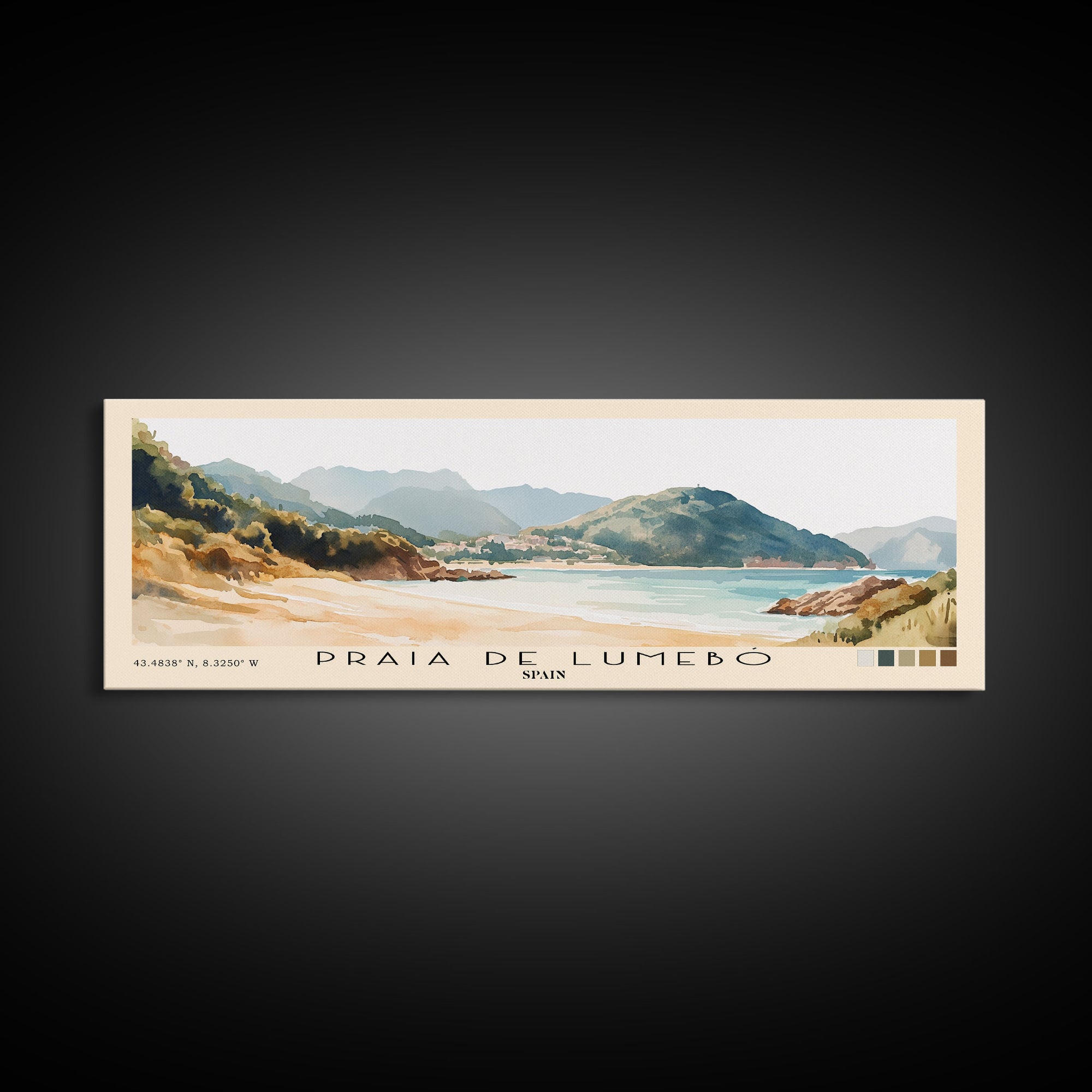 Praia de Lumebó, Spain Watercolor Print, Vacation Gift, Spain Wall Art, Beach Painting, Beach Decor, Beach Or Lakehouse Art