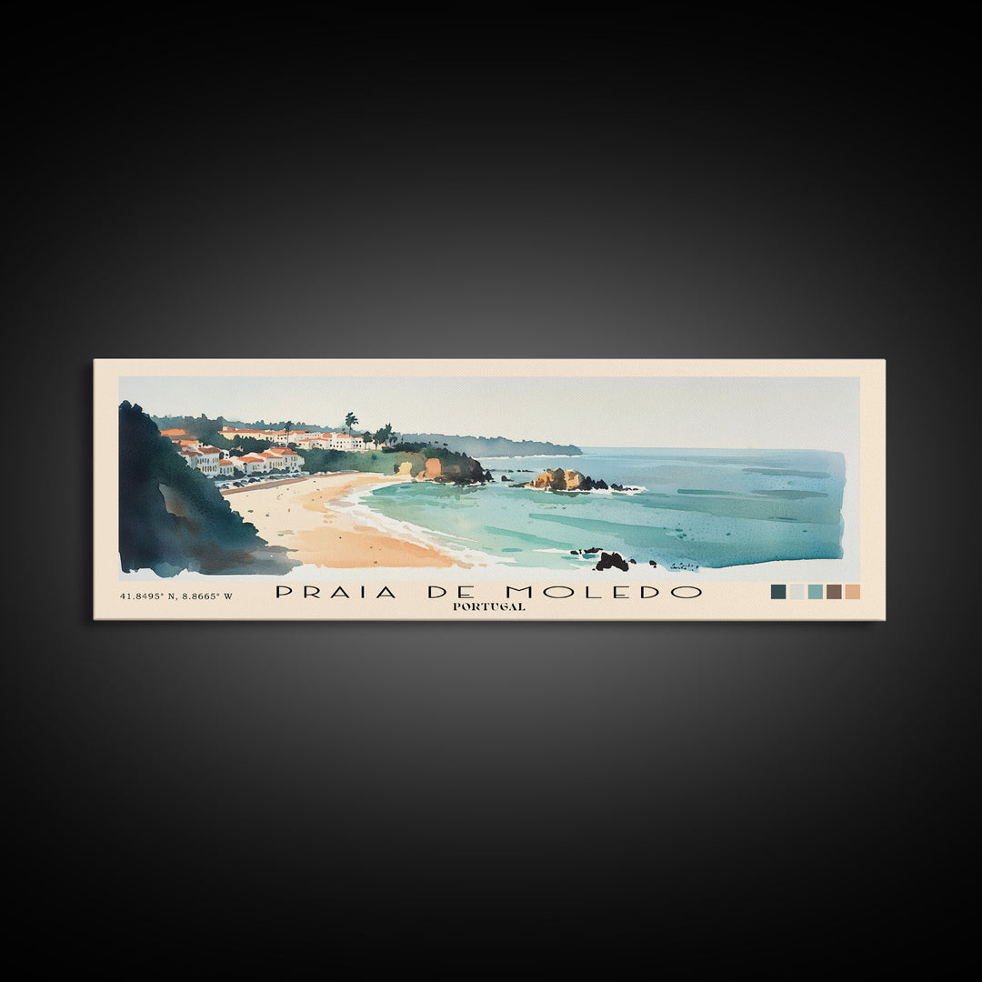 Praia de Moledo, Portugal Watercolor Beach Print, Vacation Gift, Portugal Wall Art, Beach Painting, Beach Decor, Beach Painting