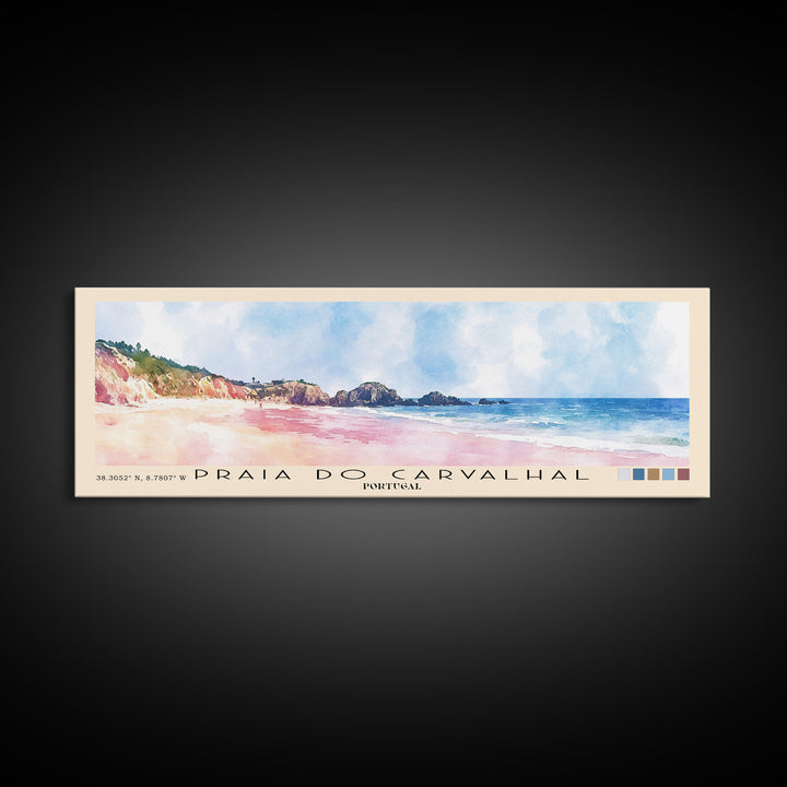 Praia do Carvalhal, Portugal Watercolor Print, Vacation Gift, Portugal Wall Art, Beach Painting, Beach Decor, Large Wall Art, Wood Frame Art