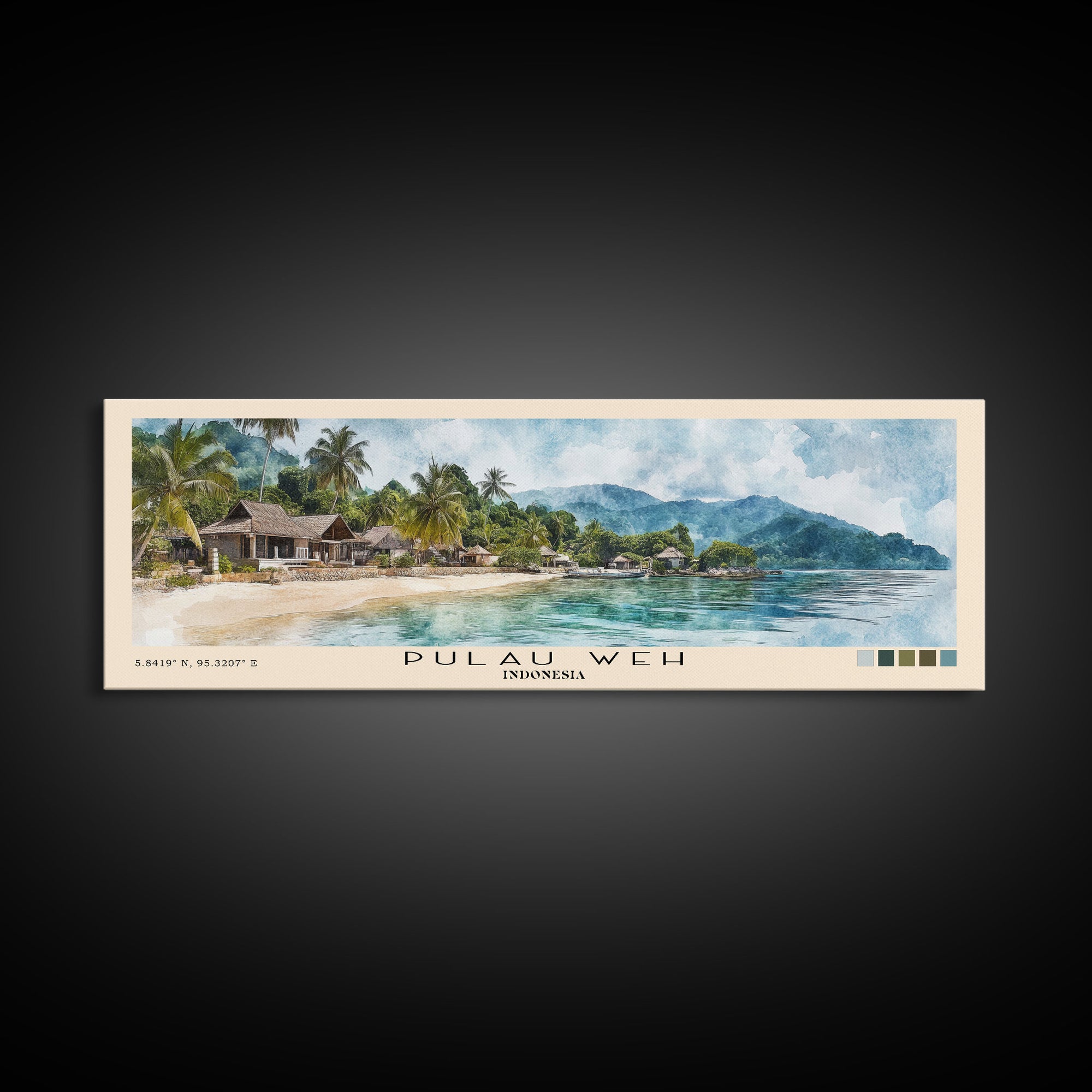 Pulau Weh, Indonesia Watercolor Print, Vacation Gift, Indonesia Wall Art, Vacation Wall Art, Vacatation Memories, Beach Decor, Beach Or Lakehouse Art