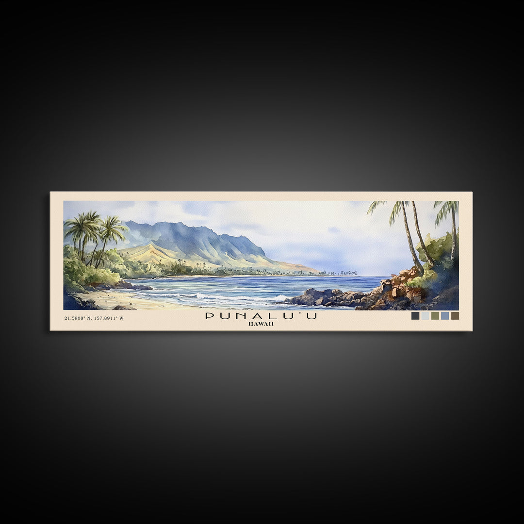Punalu’u, Hawaii Watercolor Print, Vacation Gift, Hawaii Wall Art, Beach Painting, Beach Decor, Beach Or Lakehouse Art