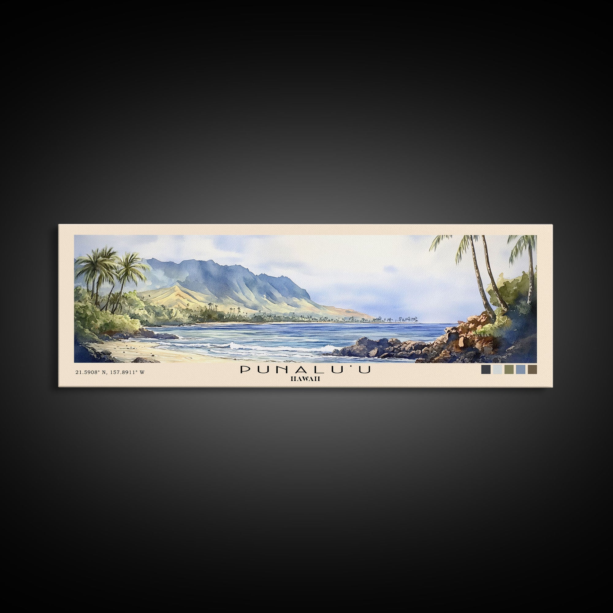 Punalu’u, Hawaii Watercolor Print, Vacation Gift, Hawaii Wall Art, Beach Painting, Beach Decor, Beach Or Lakehouse Art