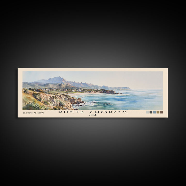 Punta Choros, Chile Watercolor Print, Vacation Gift, Chile Wall Art, Beach Painting, Beach Decor, Large Wall Art, Wood Frame Art
