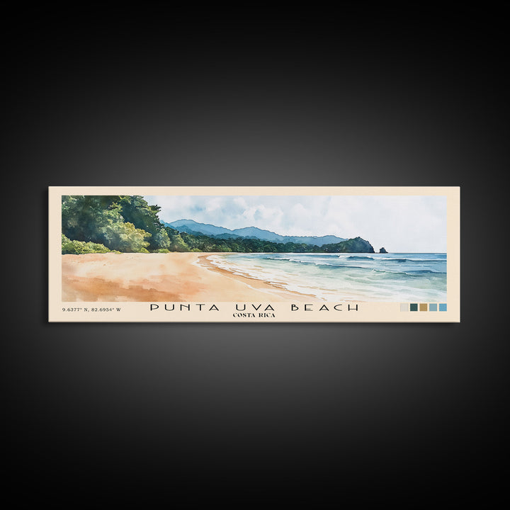 Punta Uva Beach, Costa Rica Watercolor Print, Vacation Gift, Costa Rica Wall Art, Beach Painting, Beach Decor, Large Wall Art, Wood Frame Art