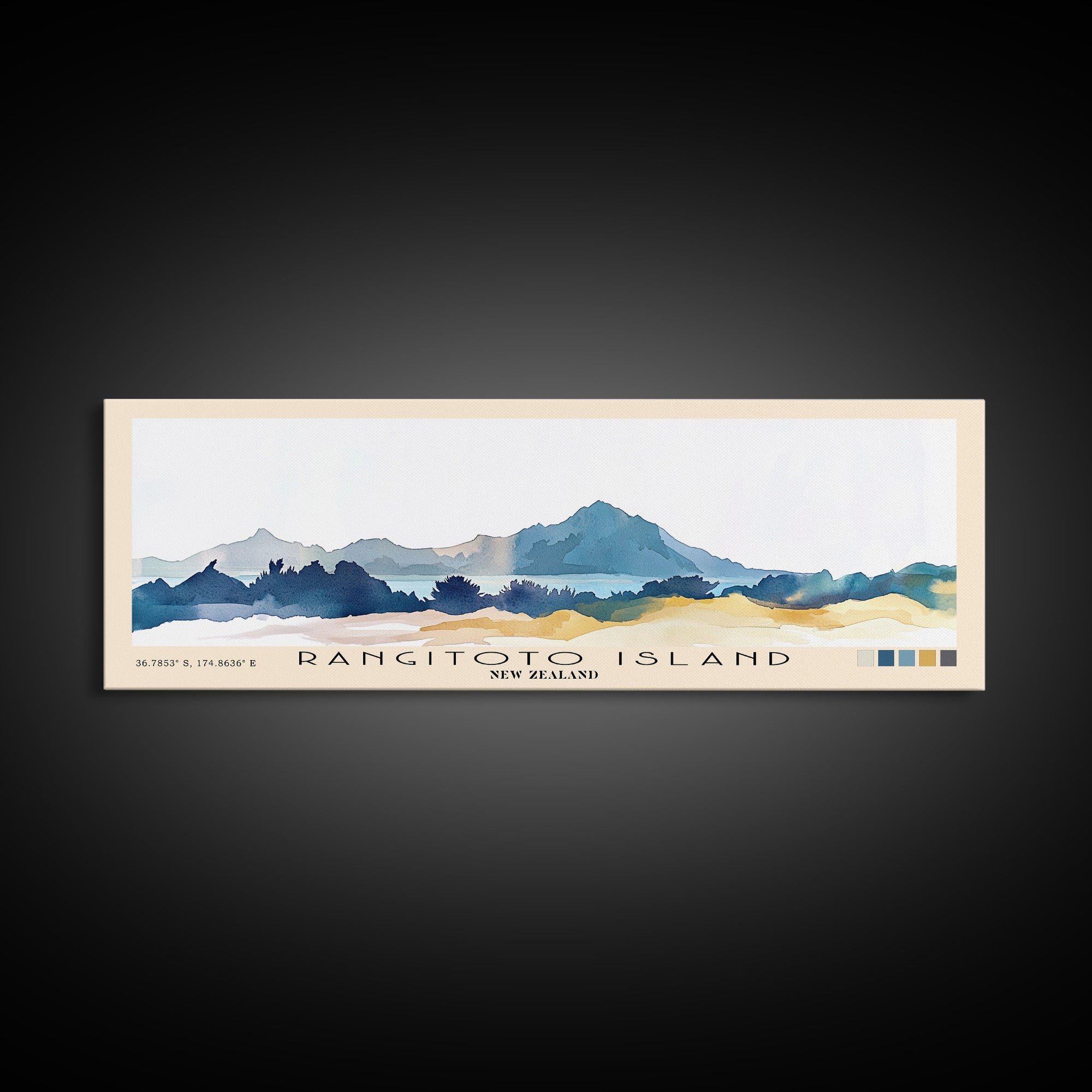 Rangitoto Island, New Zealand Watercolor Beach Print, Vacation Gift, New Zealand Wall Art, Beach Painting, Beach Decor, Beach Painting