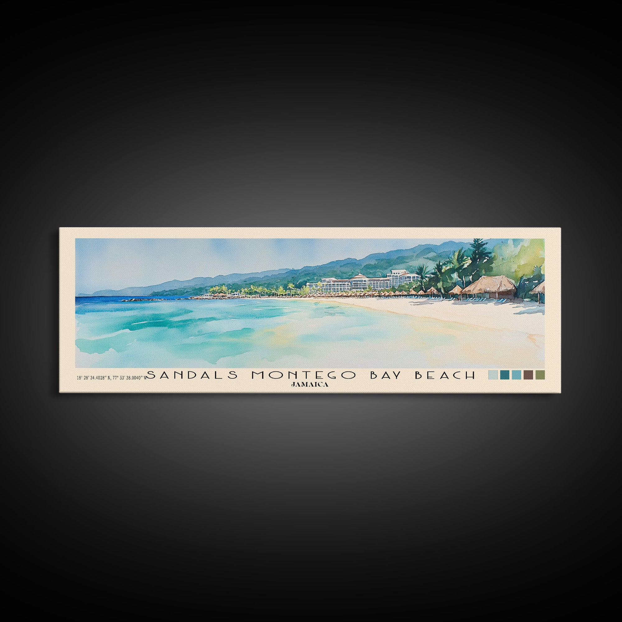 Sandals Montego Bay Beach, Jamaica Watercolor Print, Vacation Gift, Jamaica Wall Art, Vacation Wall Art, Vacatation Memories, Beach Decor, Beach Or Lakehouse Art