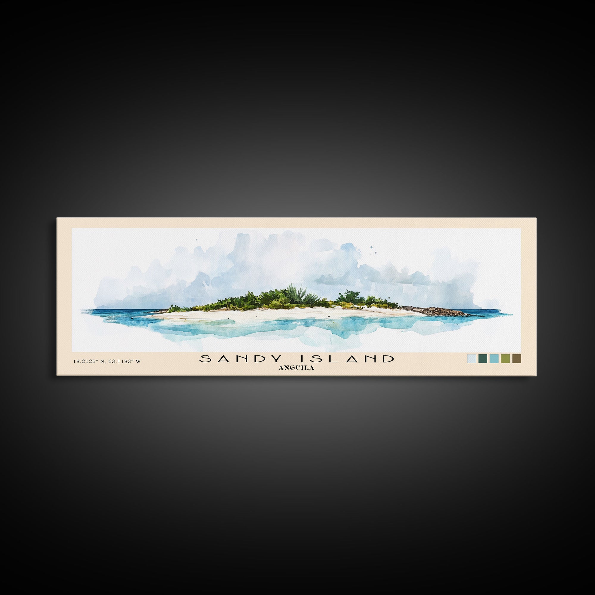 Sandy Island, Anguila Watercolor Print, Vacation Gift, Anguila Wall Art, Vacation Wall Art, Vacatation Memories, Beach Decor, Beach Or Lakehouse Art