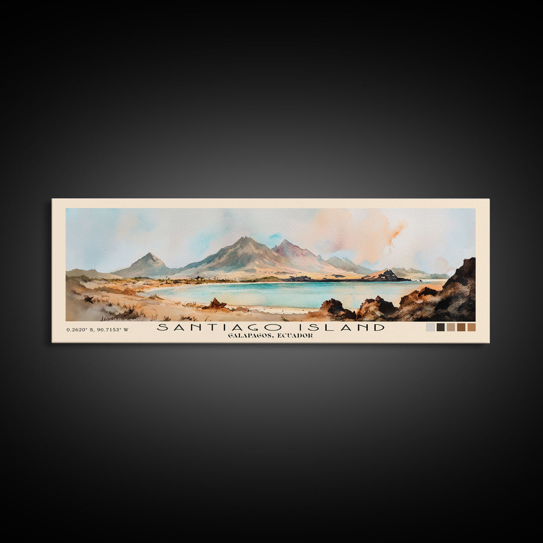 Santiago Island, Galapagos, Ecuador Watercolor Print, Vacation Gift, Galapagos, Ecuador Wall Art, Beach Painting, Beach Decor, Beach Or Lakehouse Art