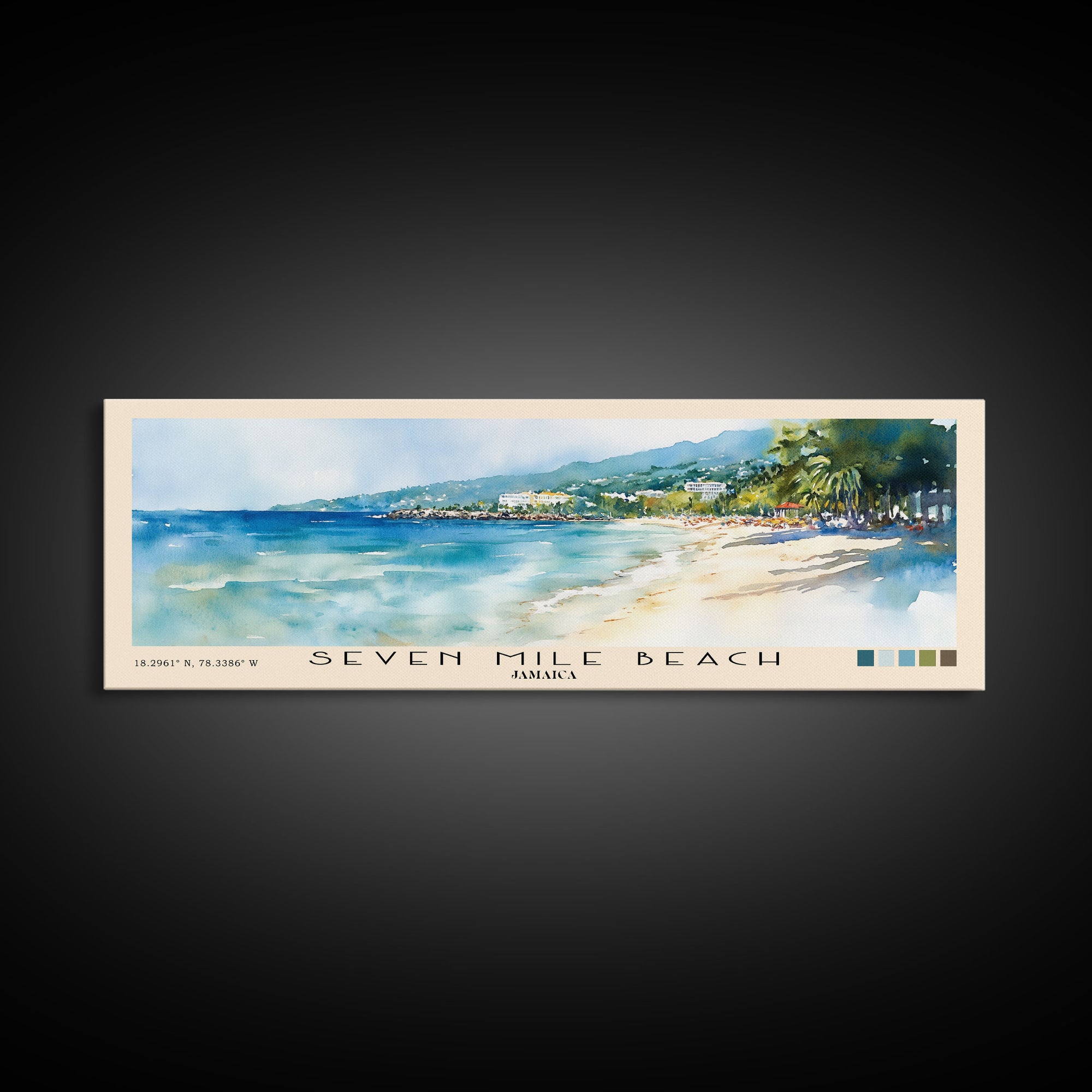 Seven Mile Beach, Jamaica Watercolor Print, Vacation Gift, Jamaica Wall Art, Vacation Wall Art, Vacatation Memories, Beach Decor, Beach Or Lakehouse Art