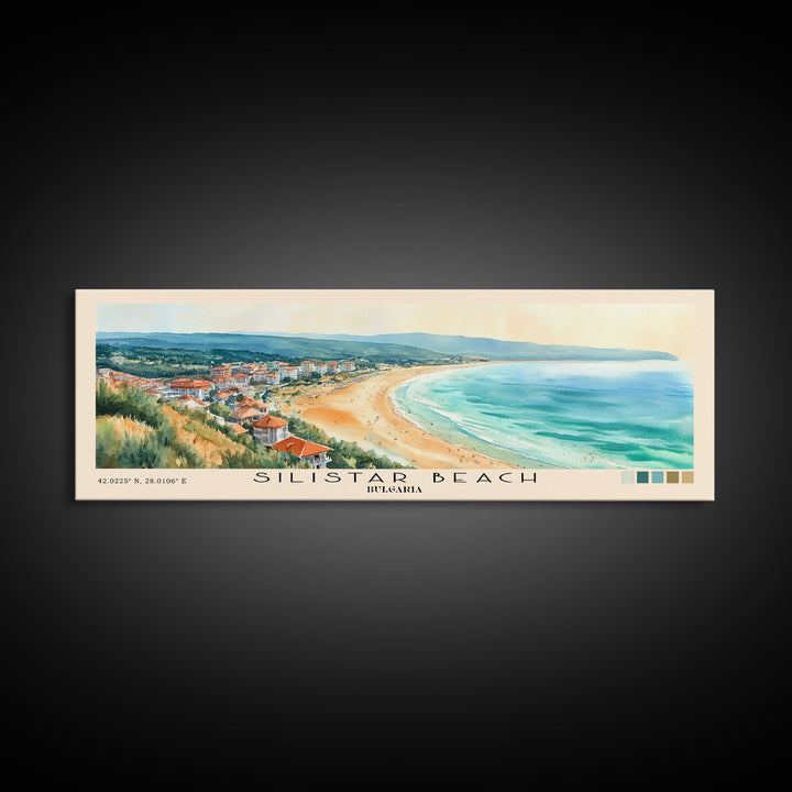 Silistar Beach, Bulgaria Watercolor Beach Print, Vacation Gift, Bulgaria Wall Art, Framed Canvas Print, Framed Beach Painting