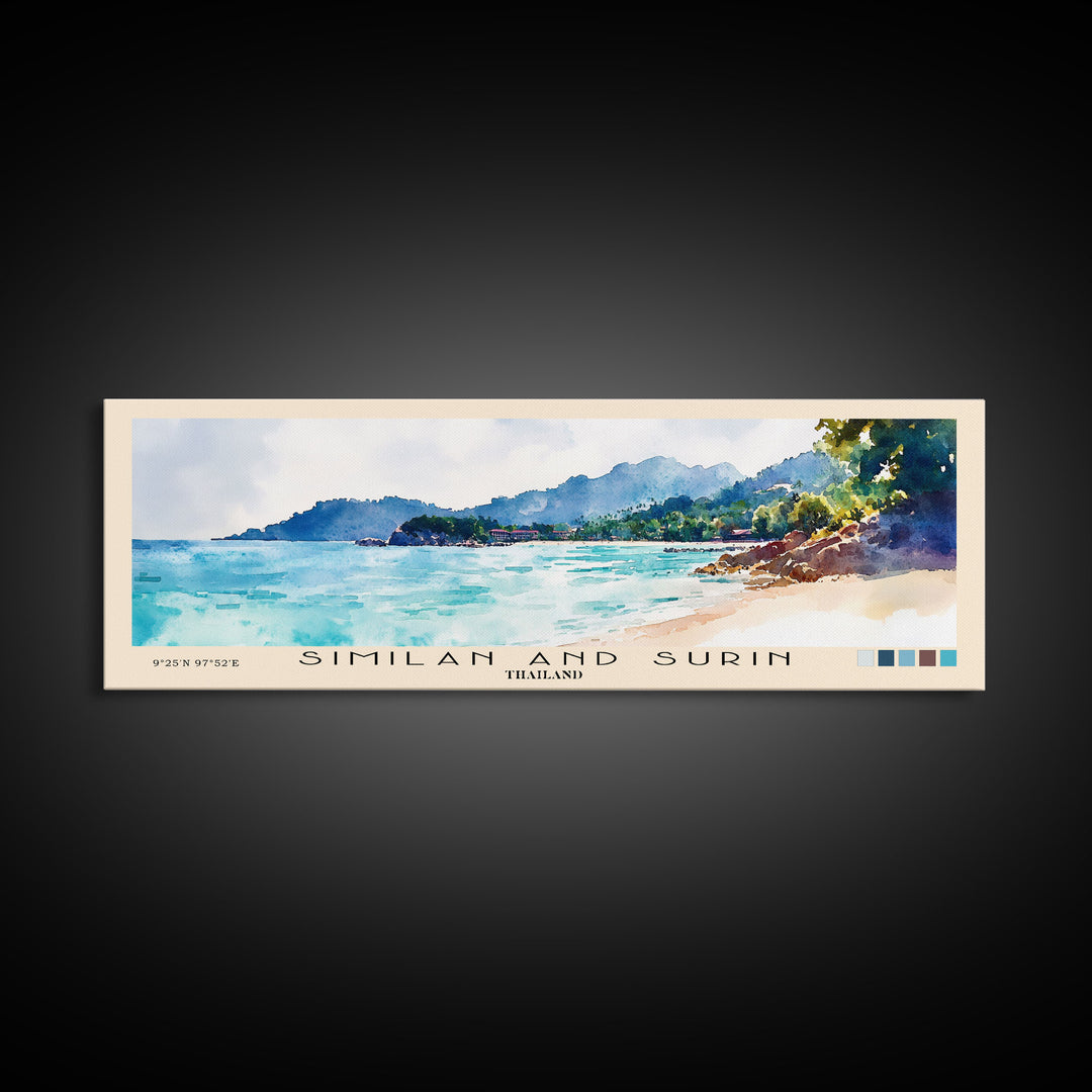 Similan and Surin, Thailand Watercolor Beach Print, Vacation Gift, Thailand Wall Art, Beach Painting, Beach Decor, Beach Painting