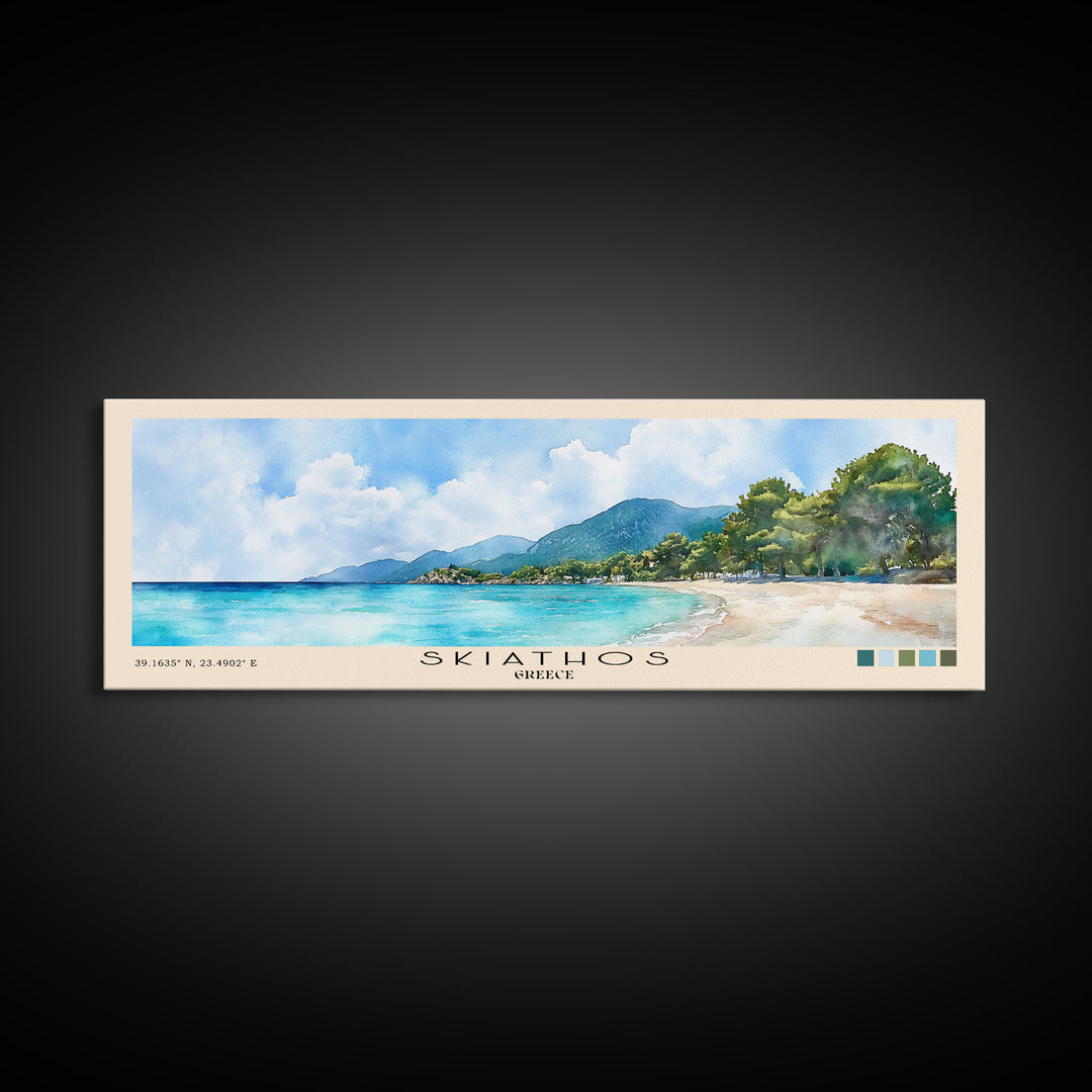 Skiathos, Greece Watercolor Print, Vacation Gift, Greece Wall Art, Beach Painting, Beach Decor, Beach Or Lakehouse Art