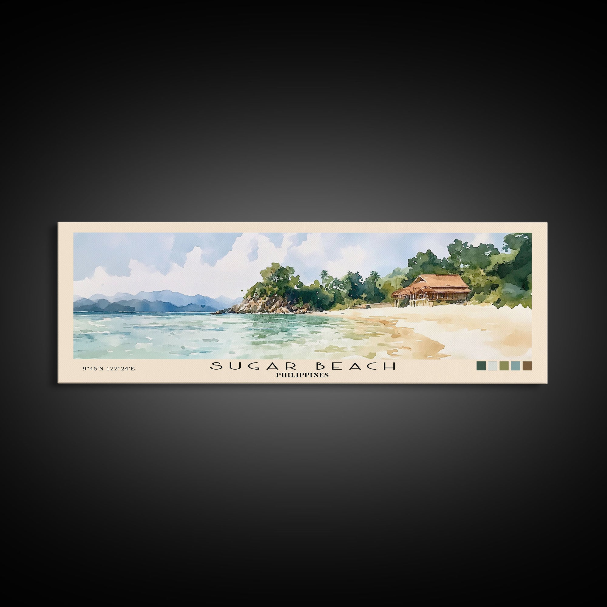 Sugar Beach, Philippines Watercolor Print, Vacation Gift, Philippines Wall Art, Vacation Wall Art, Vacatation Memories, Beach Decor, Beach Or Lakehouse Art