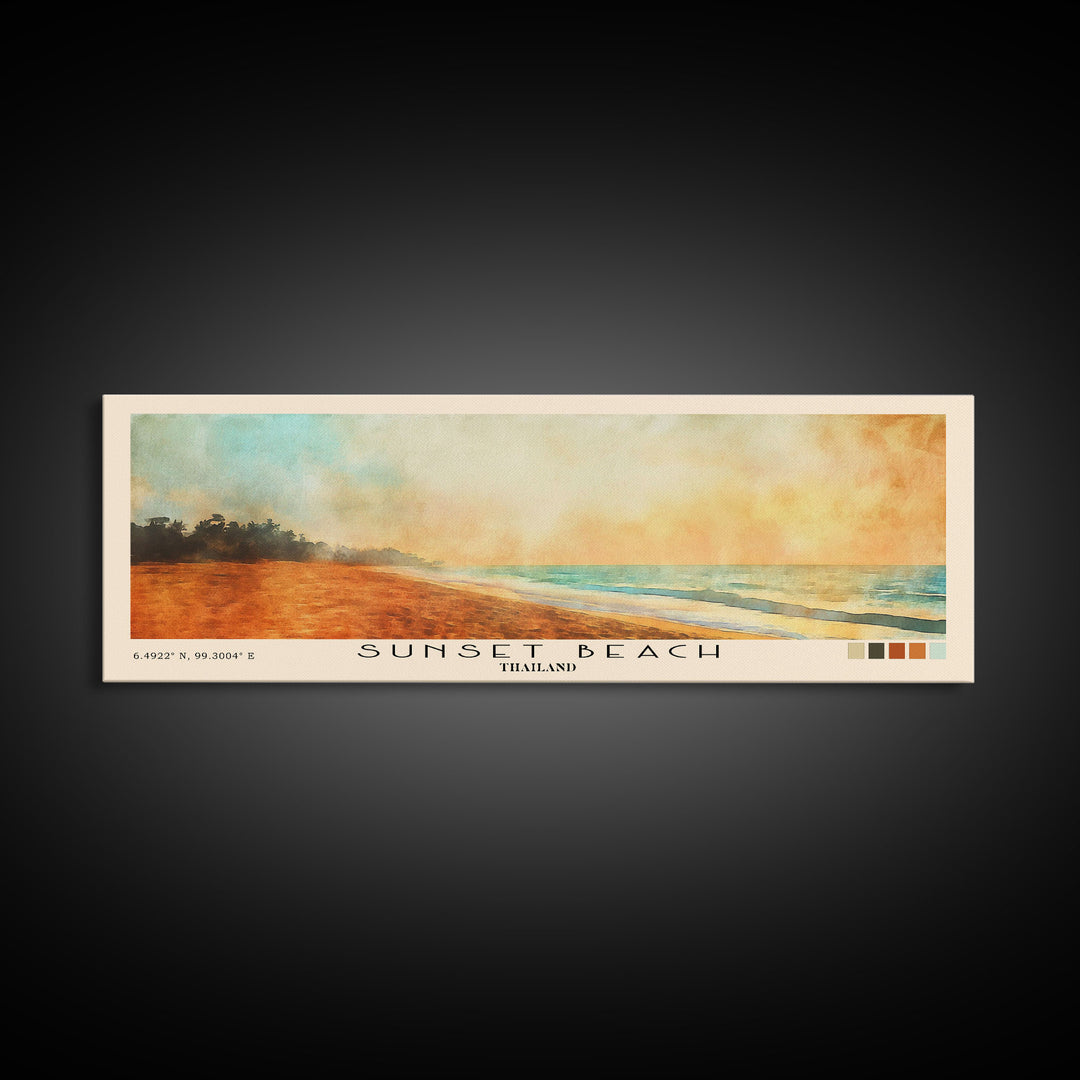 Sunset Beach, Thailand Watercolor Beach Print, Vacation Gift, Thailand Wall Art, Beach Painting, Beach Decor, Beach Painting