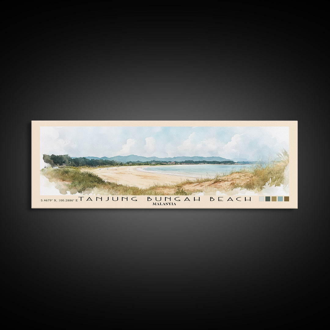Tanjung Bungah Beach, Malasyia Watercolor Print, Vacation Gift, Malasyia Wall Art, Beach Painting, Beach Decor, Beach Or Lakehouse Art