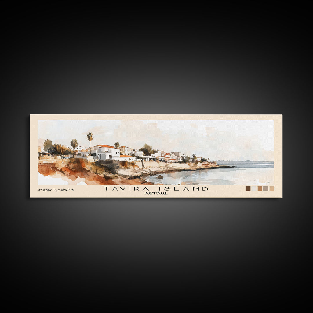 Tavira Island, Portugal Watercolor Beach Print, Vacation Gift, Portugal Wall Art, Beach Painting, Beach Decor, Beach Painting