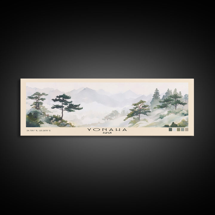 Yonaha, Japan Watercolor Beach Print, Vacation Gift, Japan Wall Art, Framed Canvas Print, Framed Beach Painting