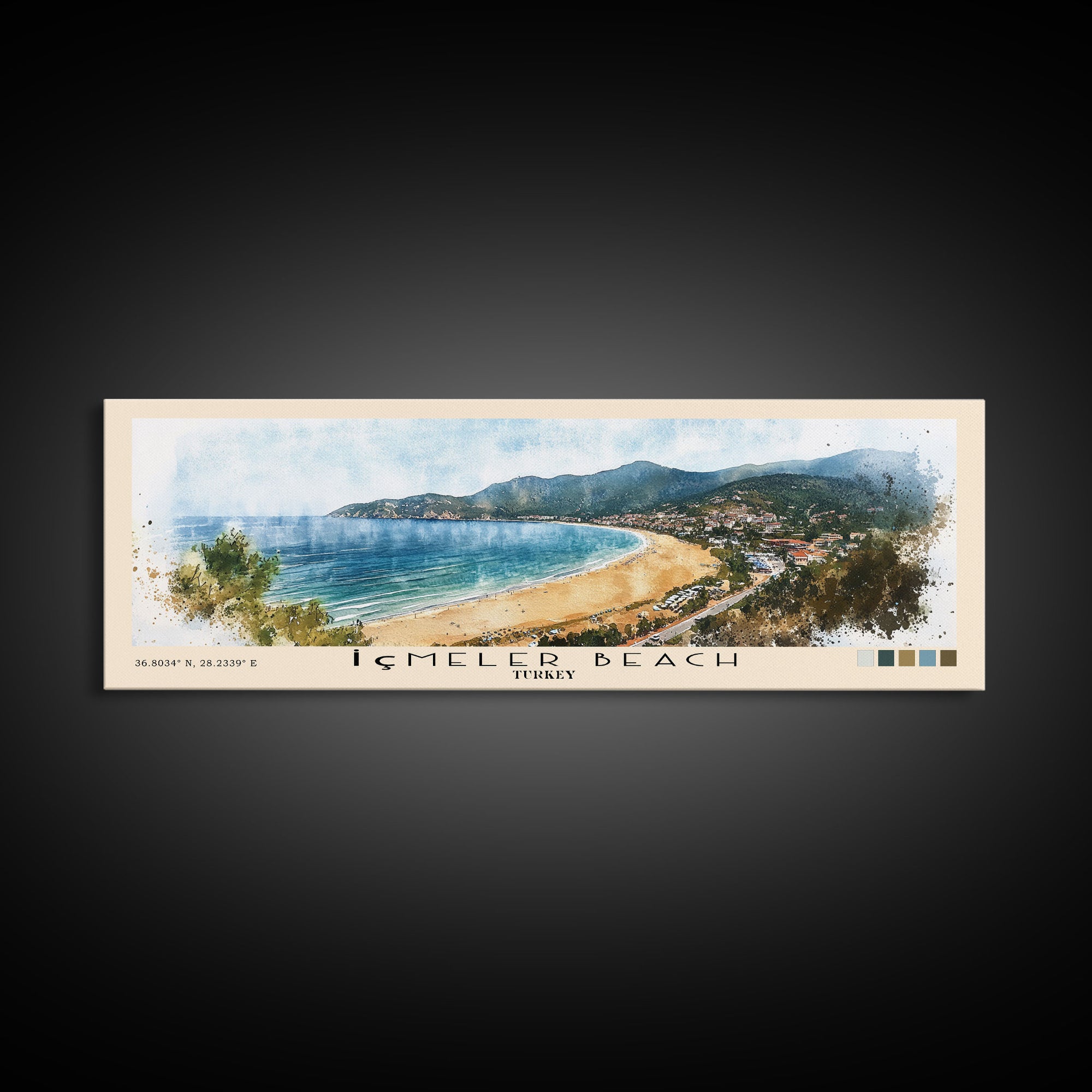 İçmeler Beach, Turkey Watercolor Beach Print, Vacation Gift, Turkey Wall Art, Beach Painting, Beach Decor, Beach Painting