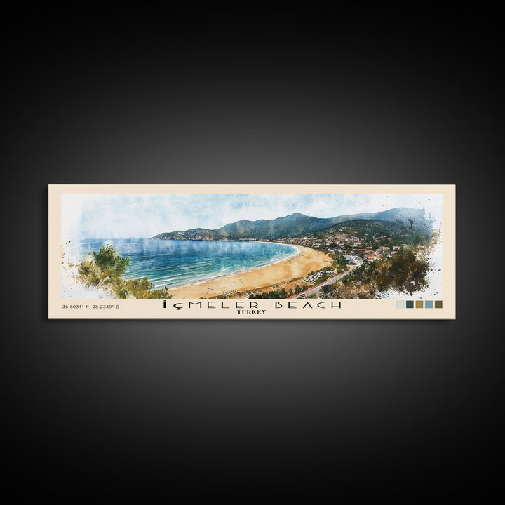 İçmeler Beach, Turkey Watercolor Beach Print, Vacation Gift, Turkey Wall Art, Beach Painting, Beach Decor, Beach Painting