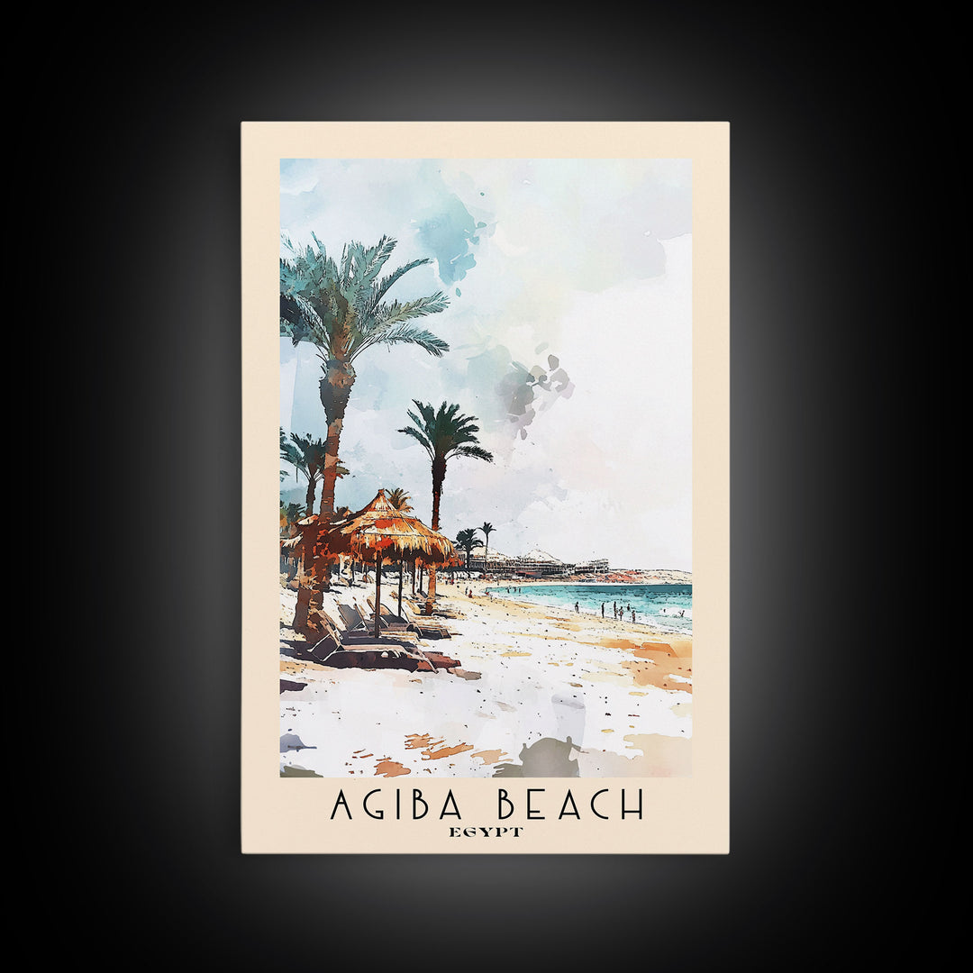 Agiba Beach, Egypt Watercolor Print, Vacation Gift, Egypt Wall Art, Beach Painting, Beach Decor, Beach Or Lakehouse Art