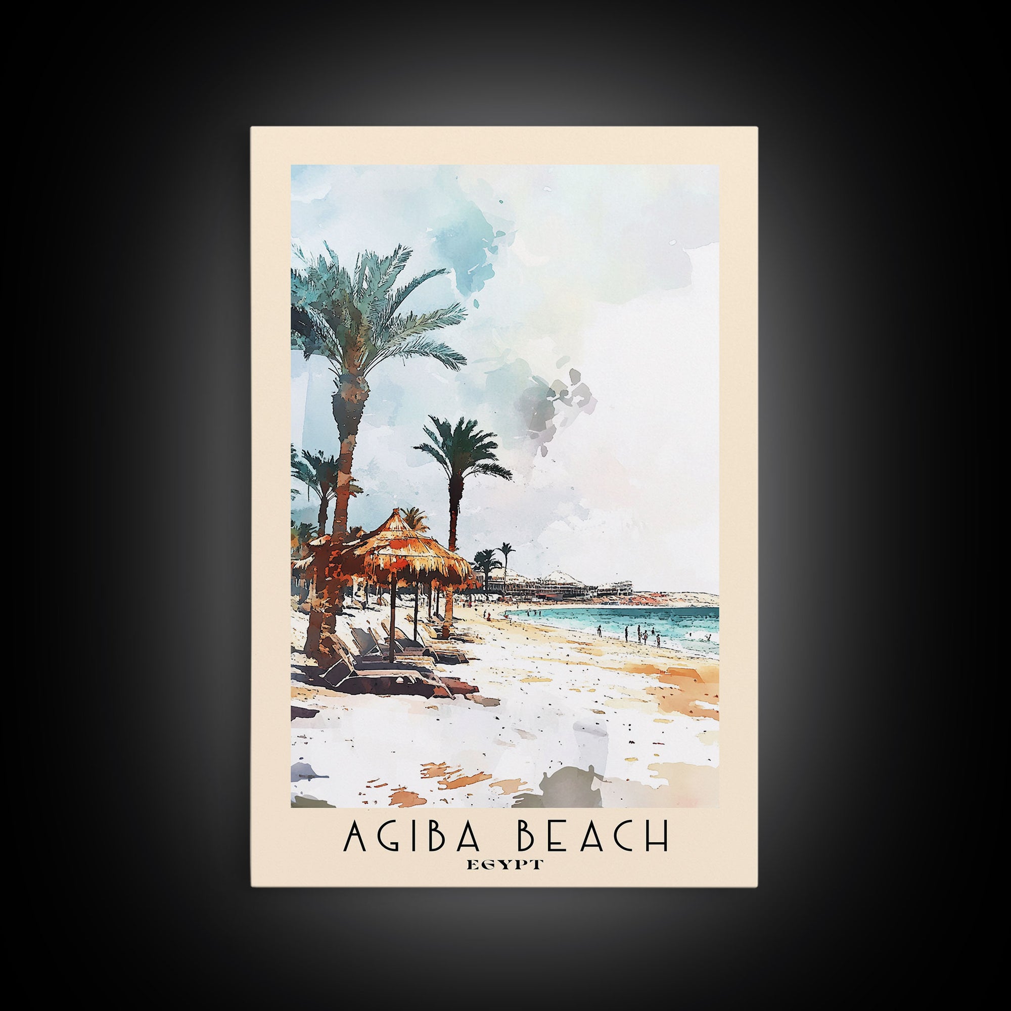 Agiba Beach, Egypt Watercolor Print, Vacation Gift, Egypt Wall Art, Beach Painting, Beach Decor, Beach Or Lakehouse Art
