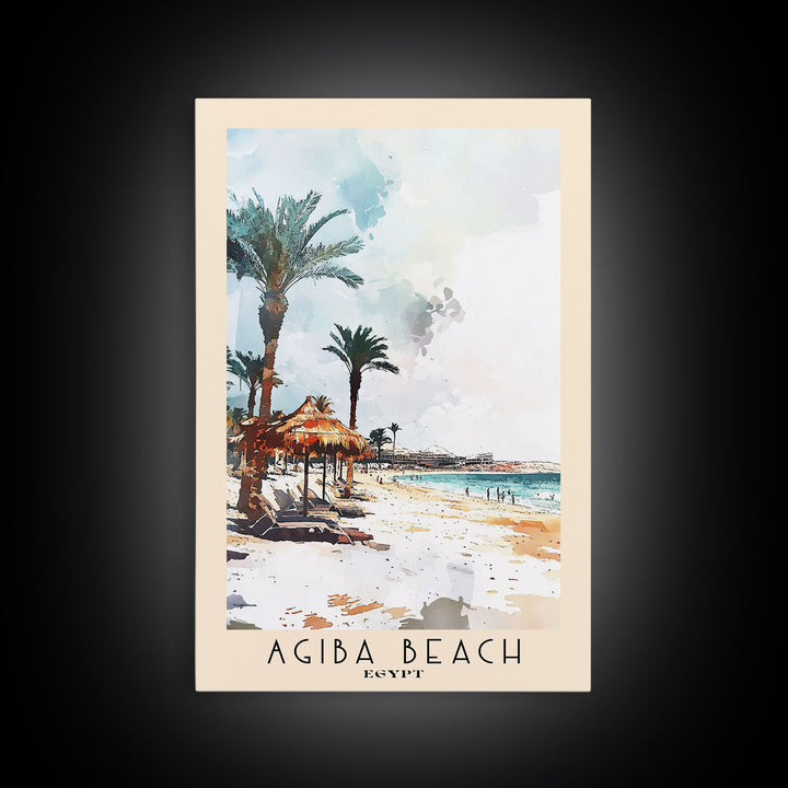 Agiba Beach, Egypt Watercolor Print, Vacation Gift, Egypt Wall Art, Beach Painting, Beach Decor, Beach Or Lakehouse Art