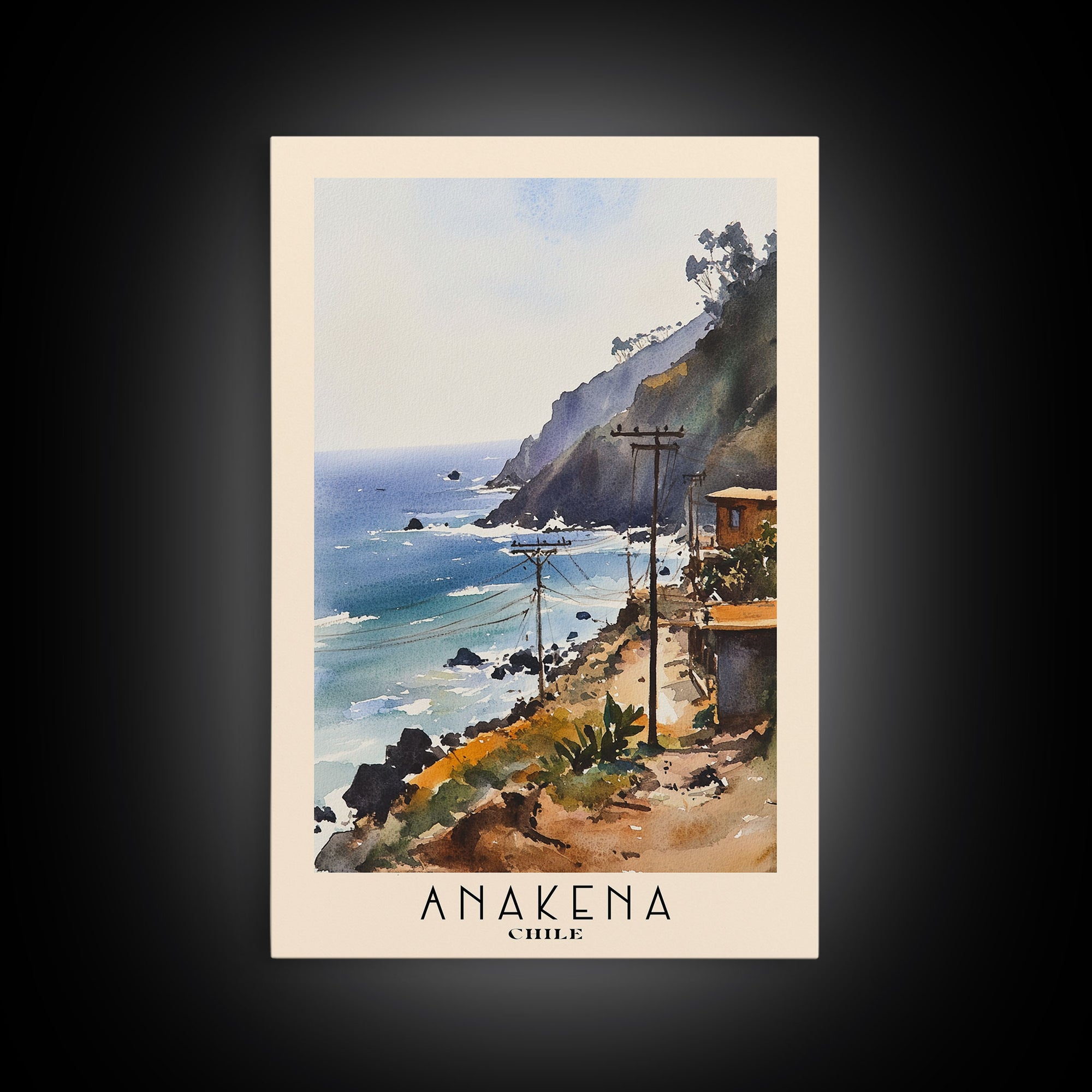 Anakena, Chile Watercolor Print, Vacation Gift, Chile Wall Art, Beach Painting, Beach Decor, Beach Or Lakehouse Art