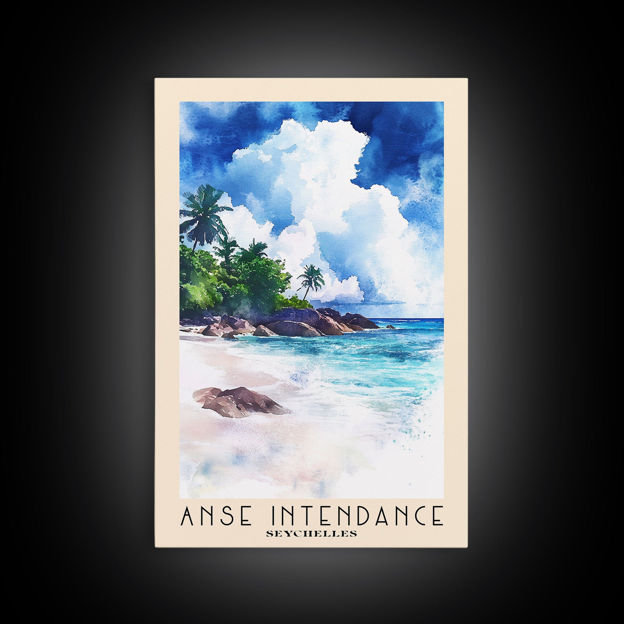 Anse Intendance, Seychelles Watercolor Print, Vacation Gift, Seychelles Wall Art, Vacation Wall Art, Vacatation Memories, Beach Decor, Beach Or Lakehouse Art