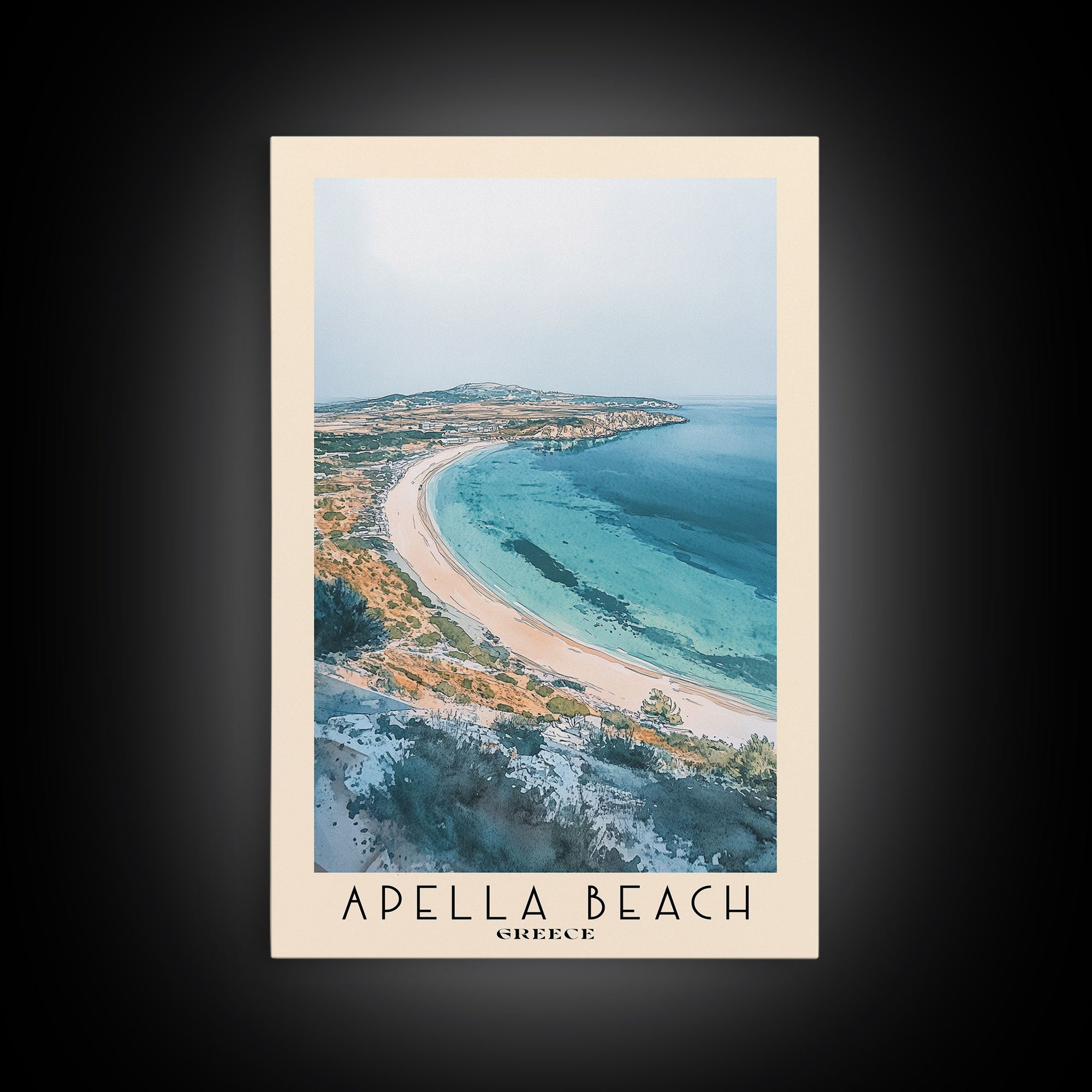 Apella Beach, Greece Watercolor Print, Vacation Gift, Greece Wall Art, Beach Painting, Beach Decor, Beach Or Lakehouse Art