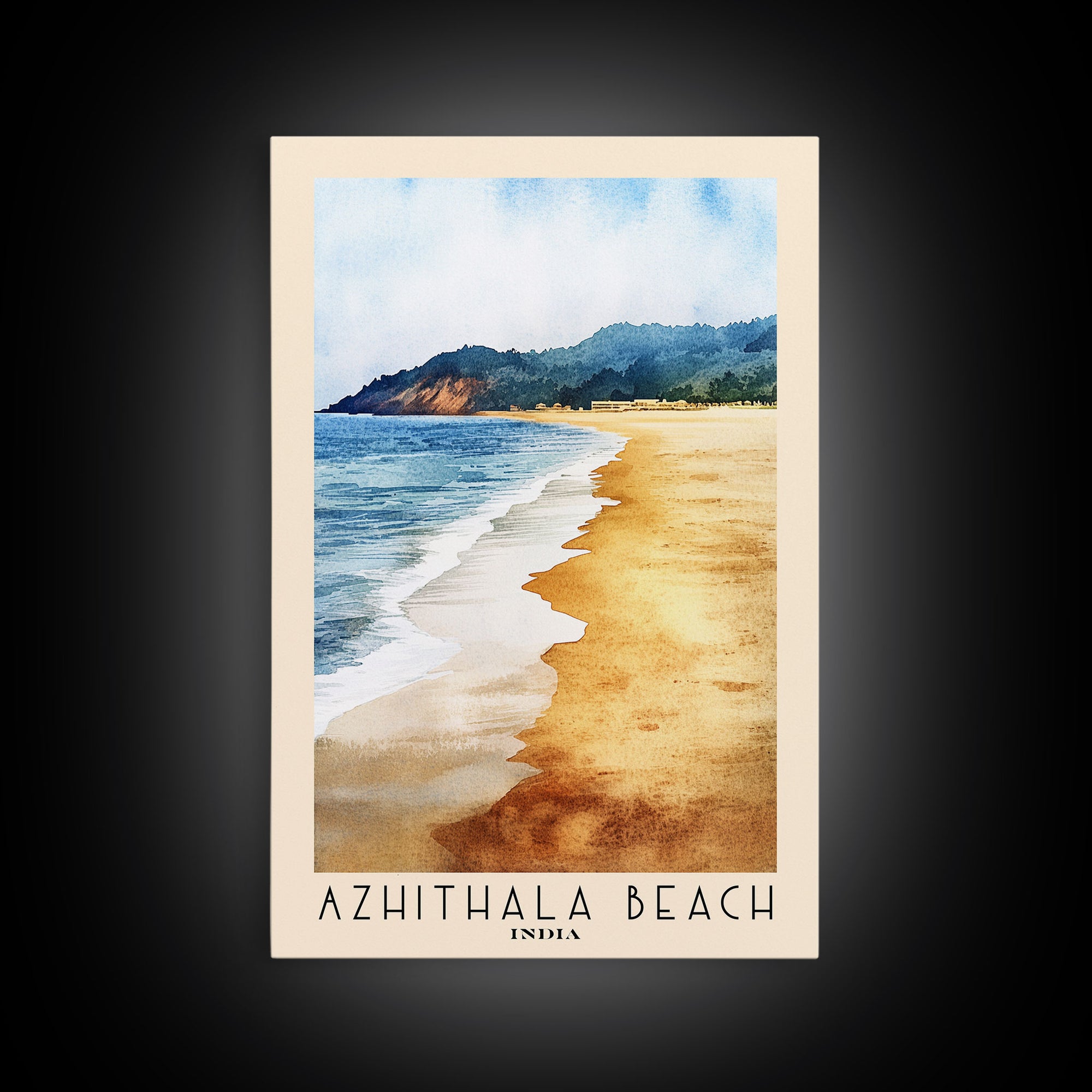 Azhithala Beach, India Watercolor Print, Vacation Gift, India Wall Art, Beach Painting, Beach Decor, Beach Or Lakehouse Art