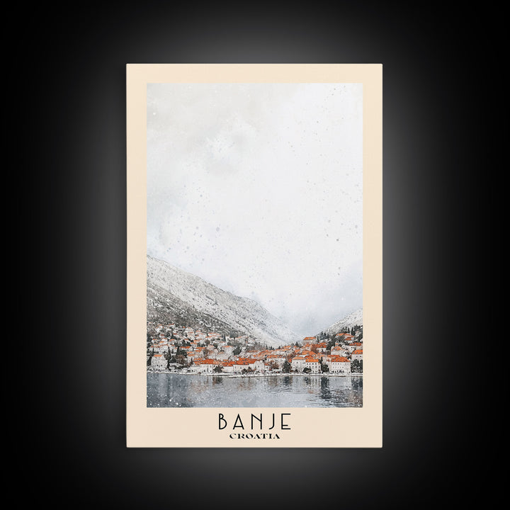 Banje, Croatia Watercolor Print, Vacation Gift, Croatia Wall Art, Beach Painting, Beach Decor, Large Wall Art, Wood Frame Art
