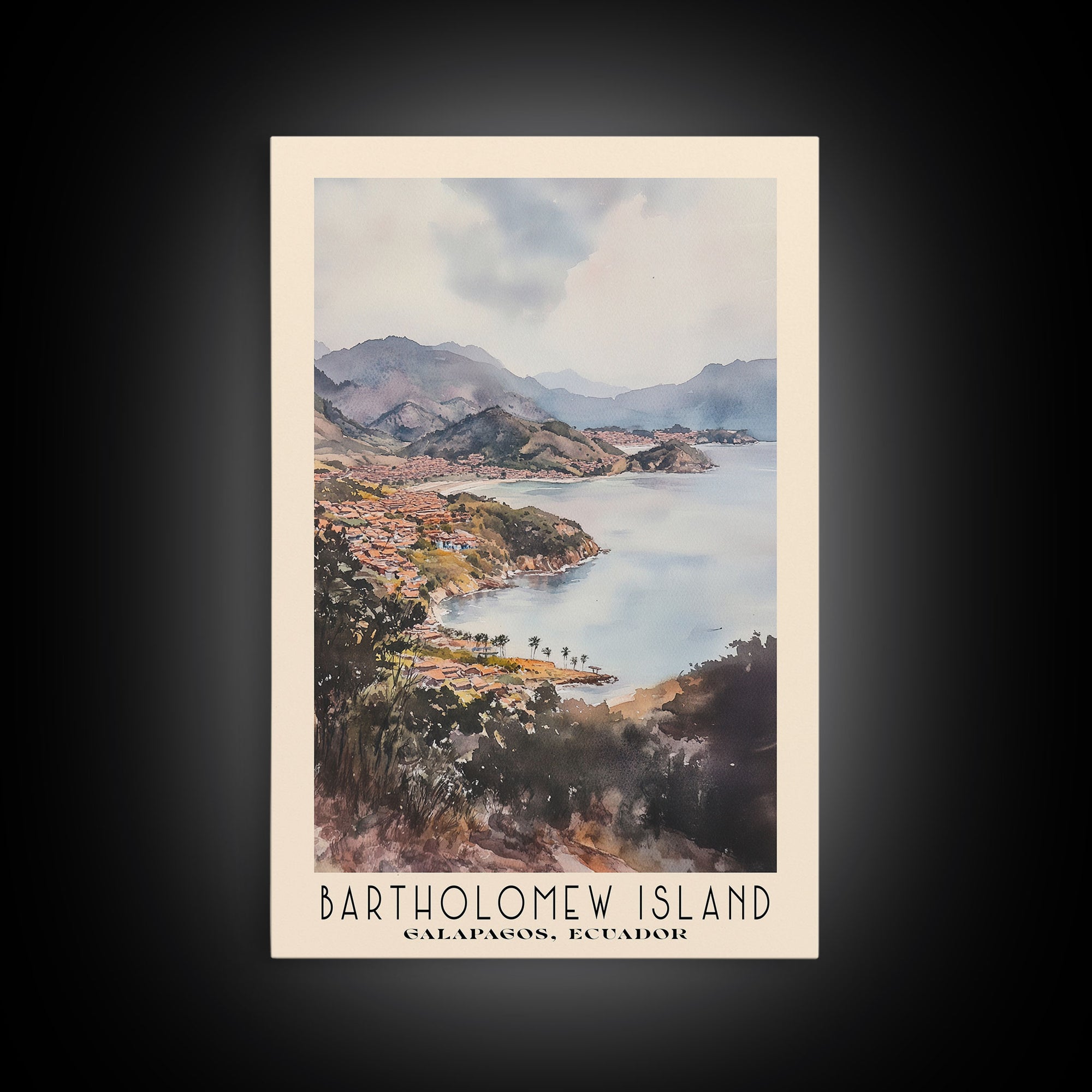 Bartholomew Island, Galapagos, Ecuador Watercolor Print, Vacation Gift, Galapagos, Ecuador Wall Art, Beach Painting, Beach Decor, Beach Or Lakehouse Art