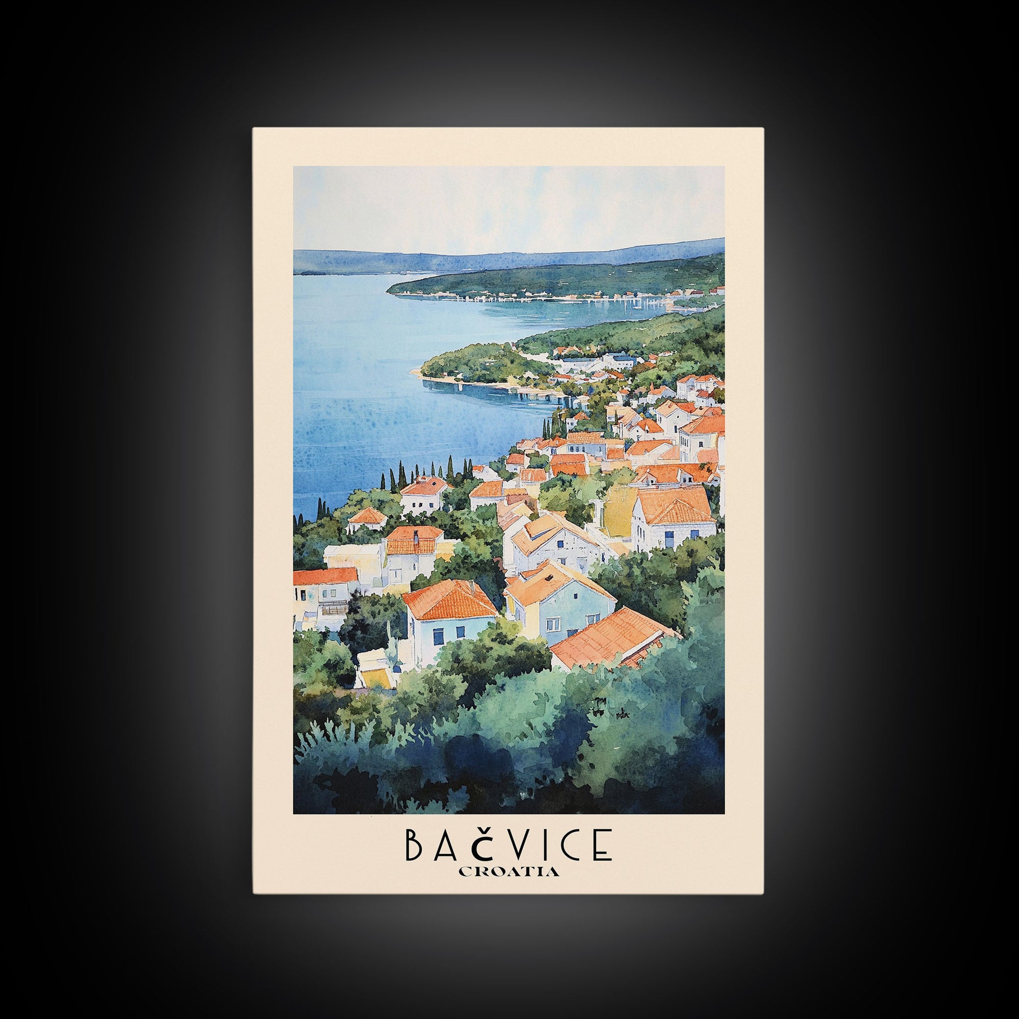 Bačvice, Croatia Watercolor Beach Print, Vacation Gift, Croatia Wall Art, Beach Painting, Beach Decor, Beach Painting