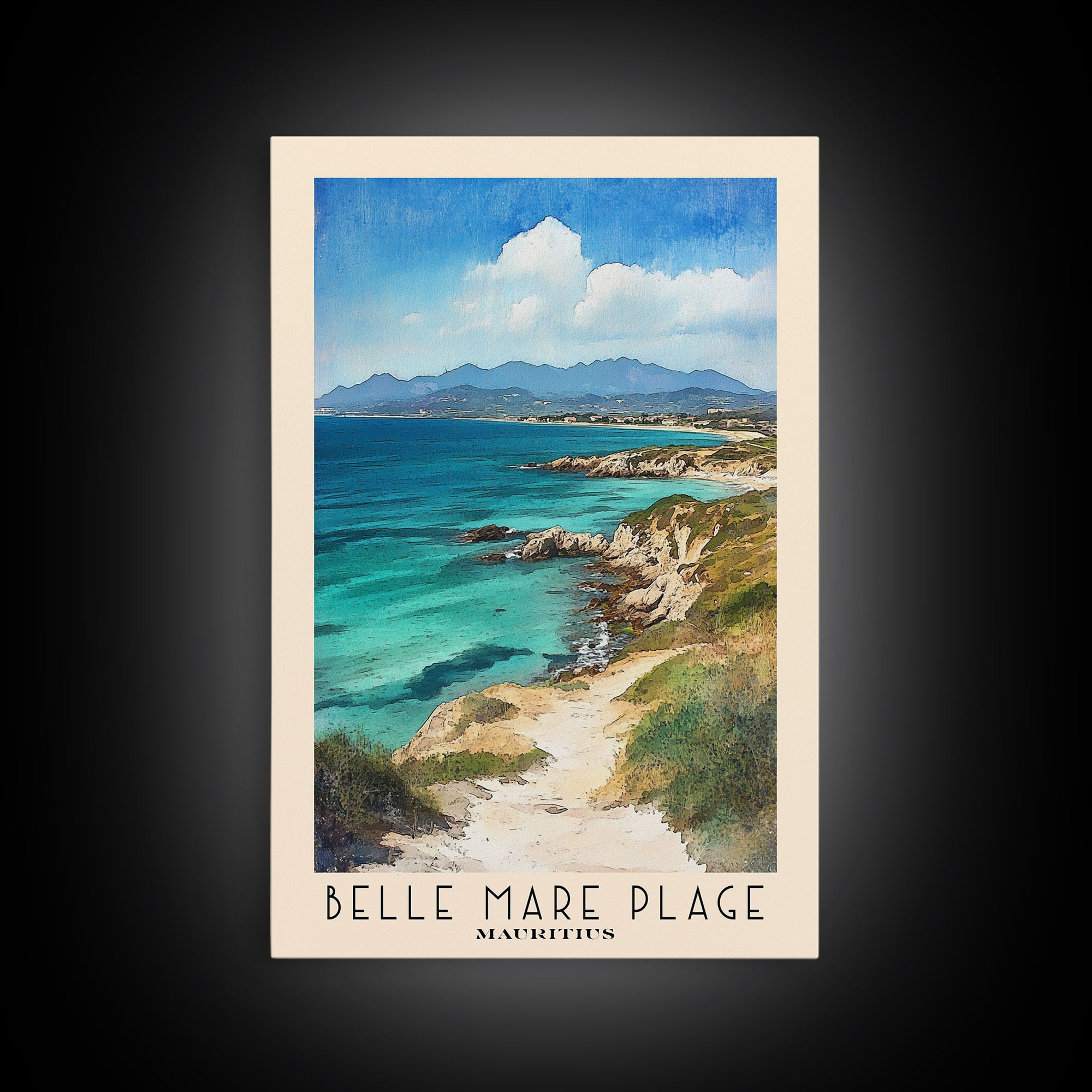 Belle Mare Plage, Mauritius Watercolor Print, Vacation Gift, Mauritius Wall Art, Beach Painting, Beach Decor, Beach Or Lakehouse Art
