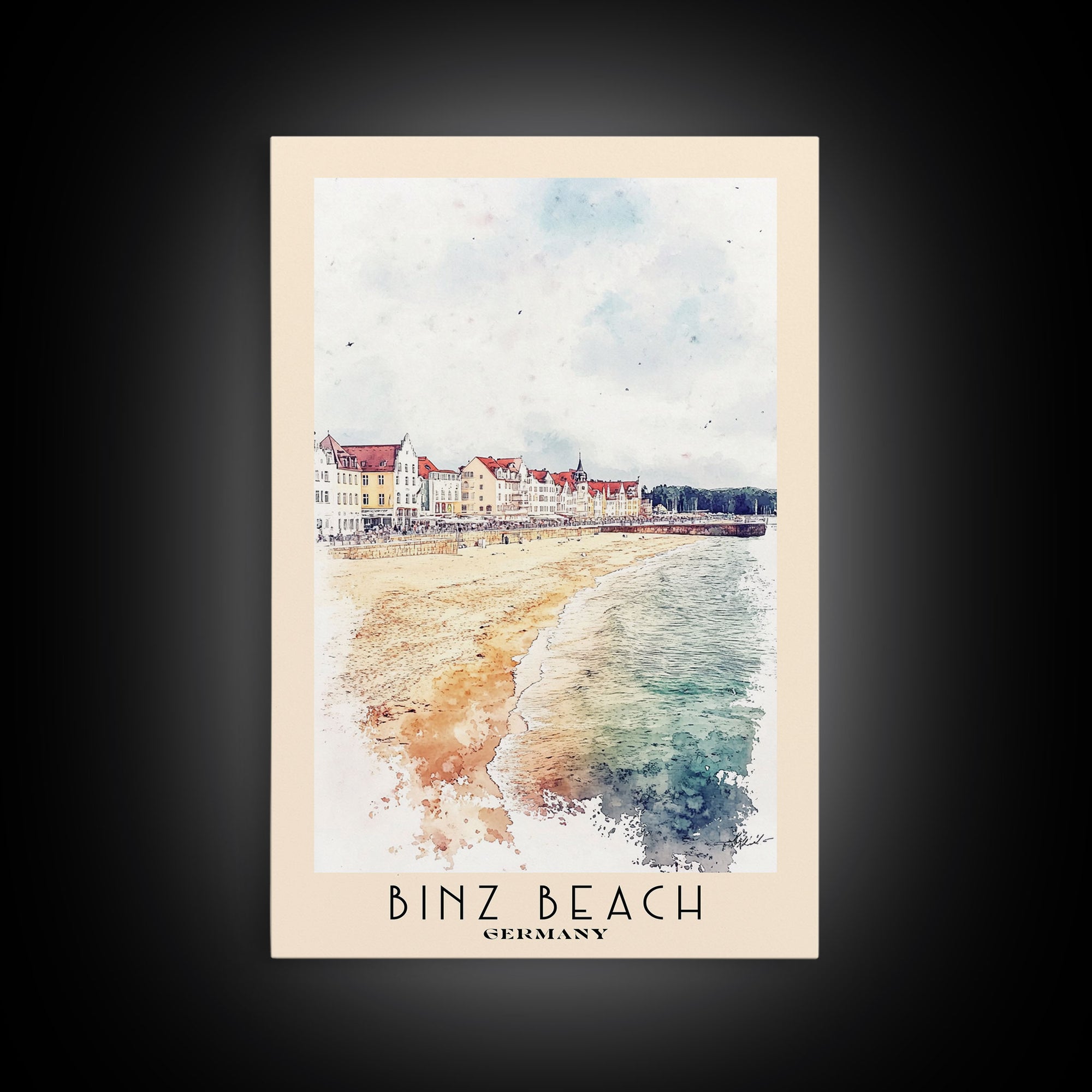 Binz Beach, Germany Watercolor Print, Vacation Gift, Germany Wall Art, Vacation Wall Art, Vacatation Memories, Beach Decor, Beach Or Lakehouse Art