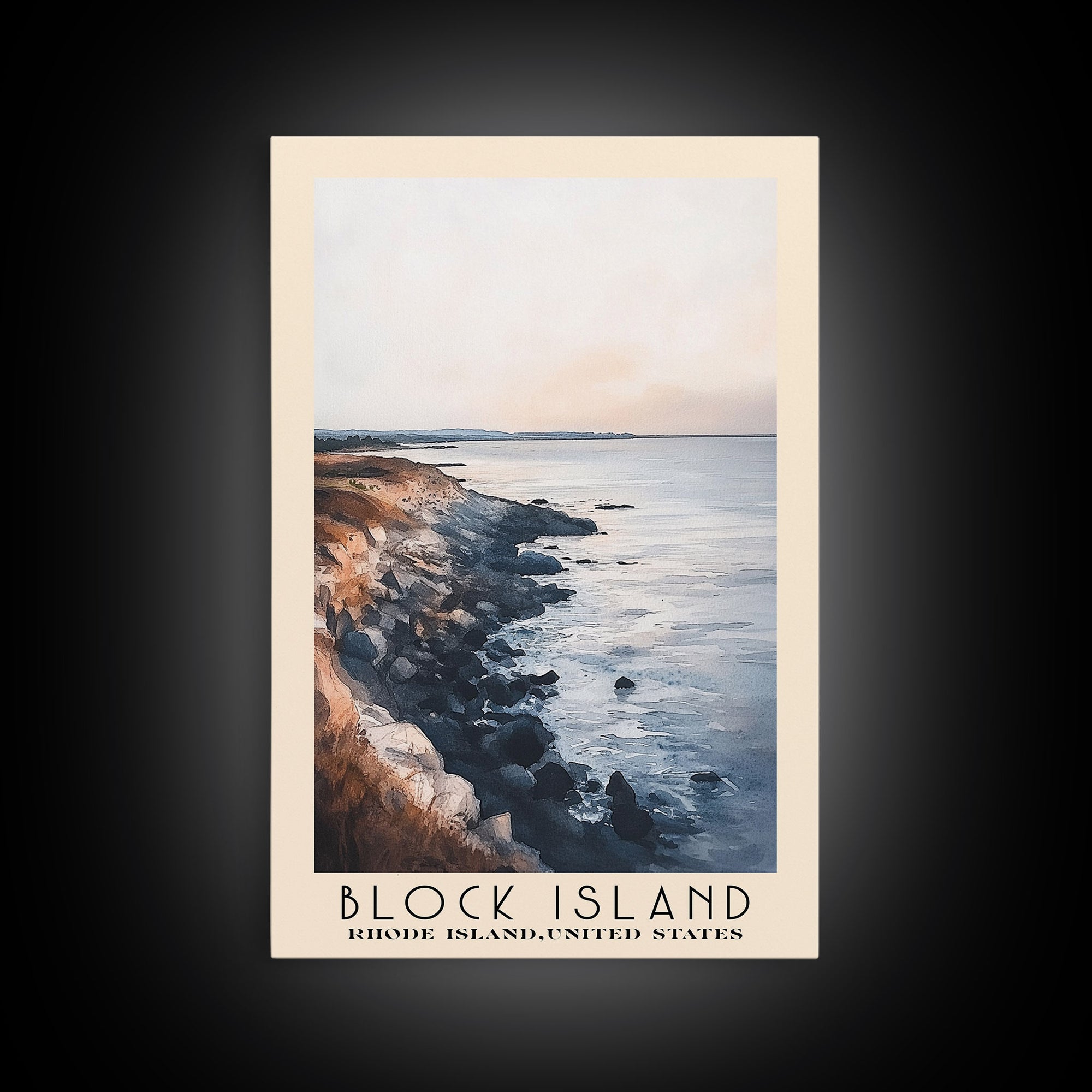 Block Island, Rhode Island,United States Watercolor Print, Vacation Gift, Rhode Island,United States Wall Art, Beach Painting, Beach Decor, Large Wall Art, Wood Frame Art