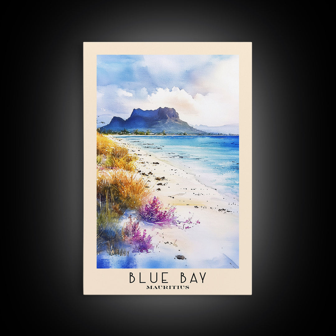 Blue Bay, Mauritius Watercolor Print, Vacation Gift, Mauritius Wall Art, Vacation Wall Art, Vacatation Memories, Beach Decor, Beach Or Lakehouse Art
