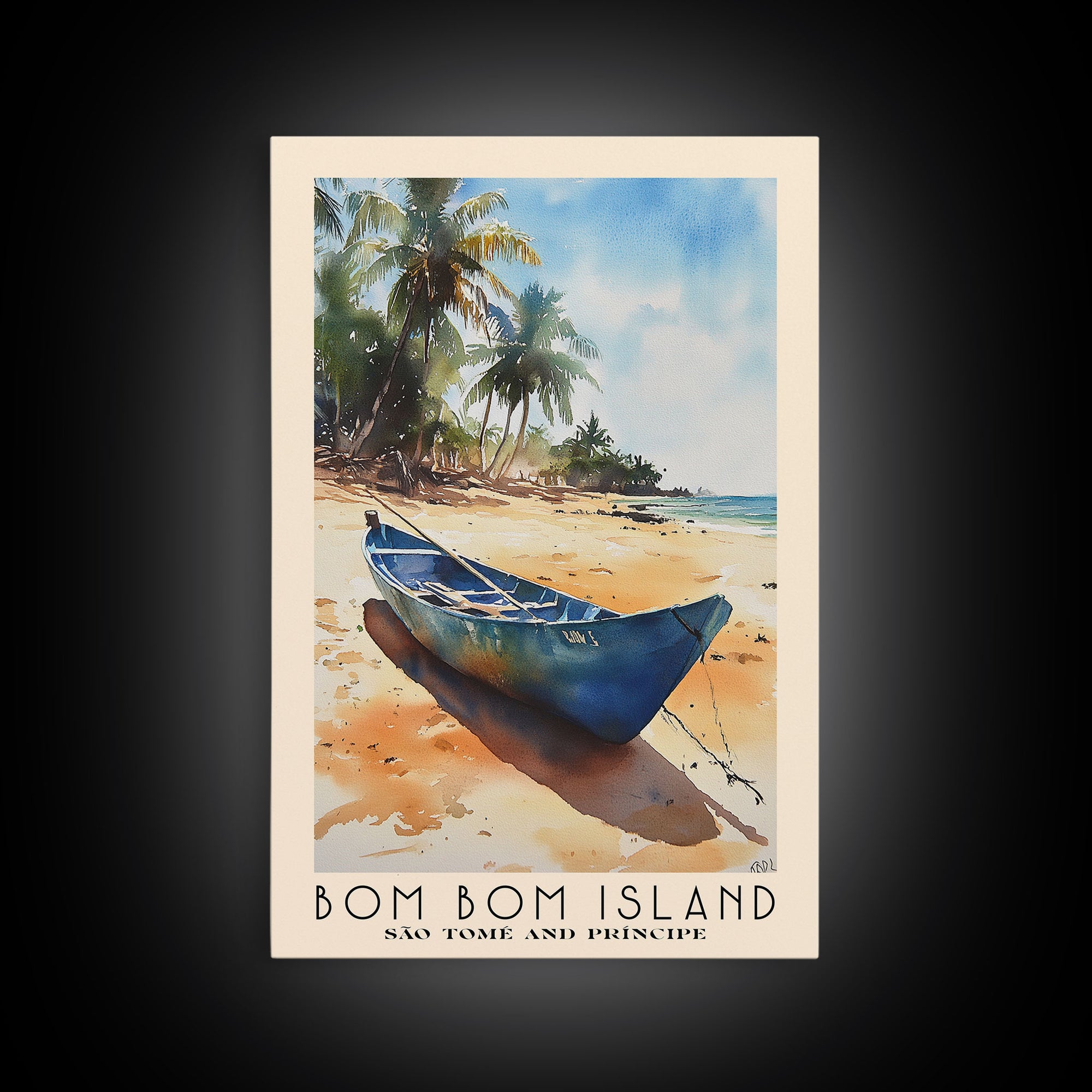 Bom Bom Island, São Tomé and Príncipe Watercolor Print, Vacation Gift, São Tomé and Príncipe Wall Art, Vacation Wall Art, Vacatation Memories, Beach Decor, Beach Or Lakehouse Art