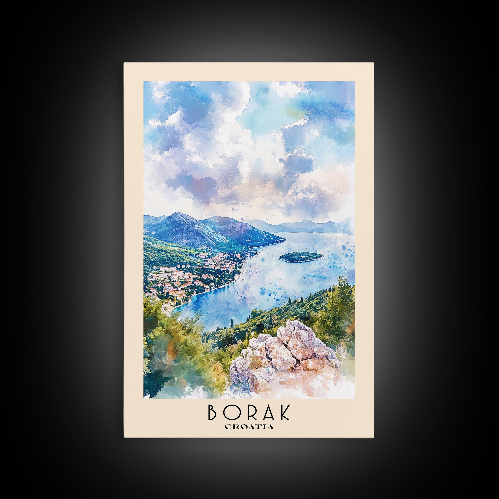Borak, Croatia Watercolor Print, Vacation Gift, Croatia Wall Art, Beach Painting, Beach Decor, Beach Or Lakehouse Art