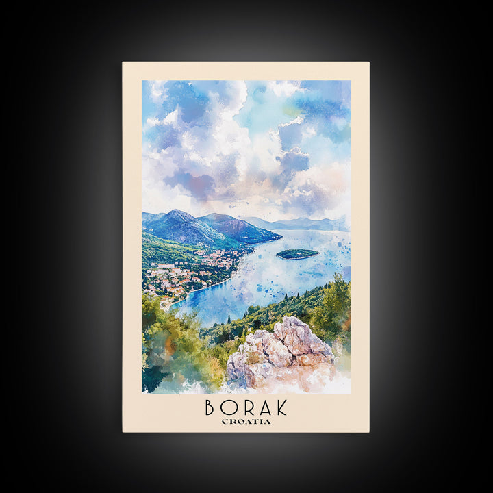 Borak, Croatia Watercolor Print, Vacation Gift, Croatia Wall Art, Beach Painting, Beach Decor, Beach Or Lakehouse Art