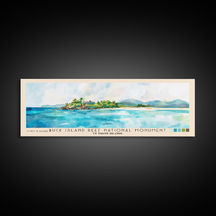Buck Island Reef National Monument, US Virgin islands Watercolor Print, Vacation Gift, US Virgin islands Wall Art, Beach Painting, Beach Decor, Beach Or Lakehouse Art