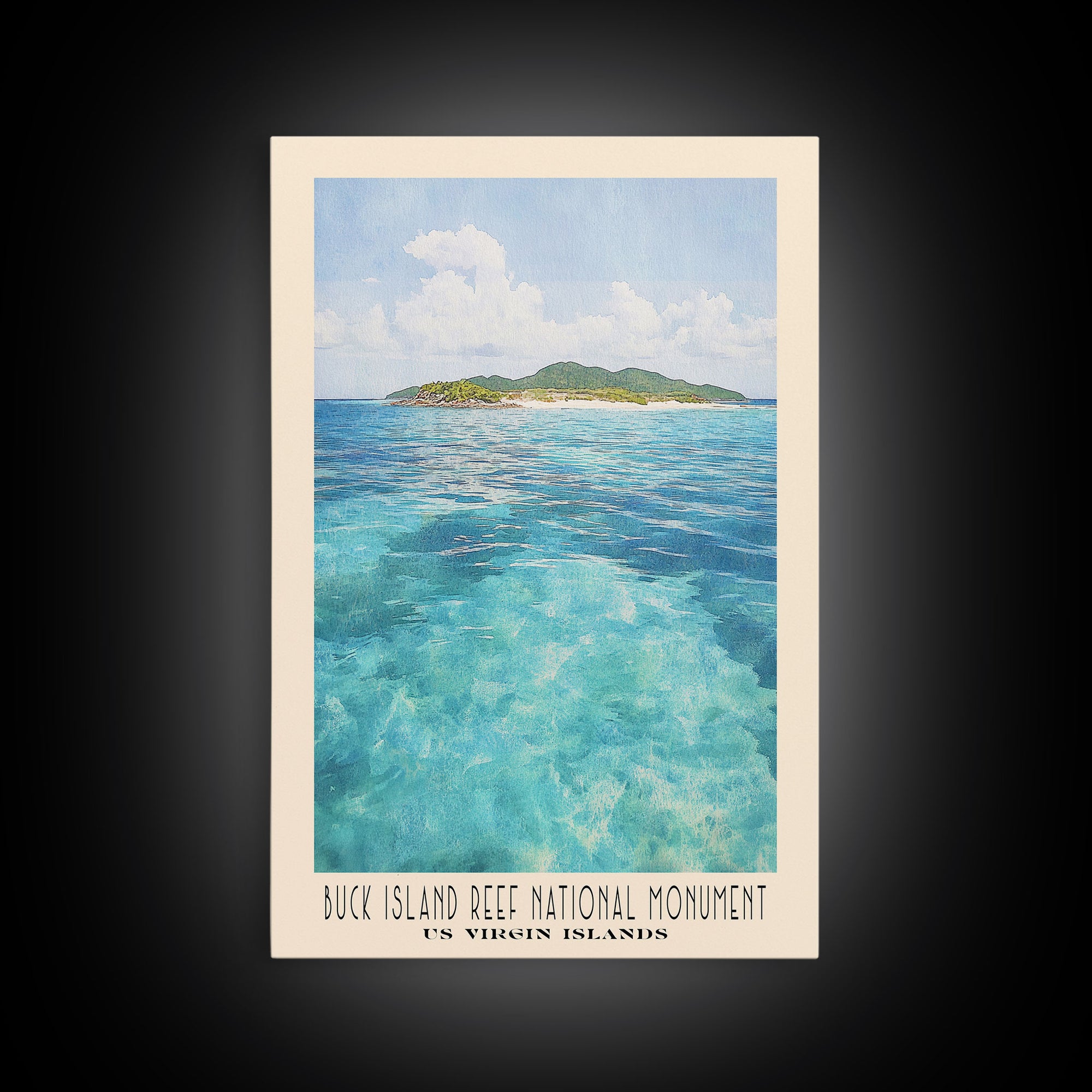 Buck Island Reef National Monument, US Virgin islands Watercolor Print, Vacation Gift, US Virgin islands Wall Art, Beach Painting, Beach Decor, Beach Or Lakehouse Art