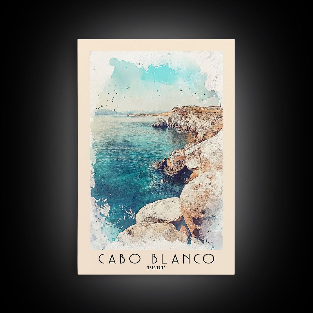 Cabo Blanco, Peru Watercolor Beach Print, Vacation Gift, Peru Wall Art, Beach Painting, Beach Decor, Beach Painting