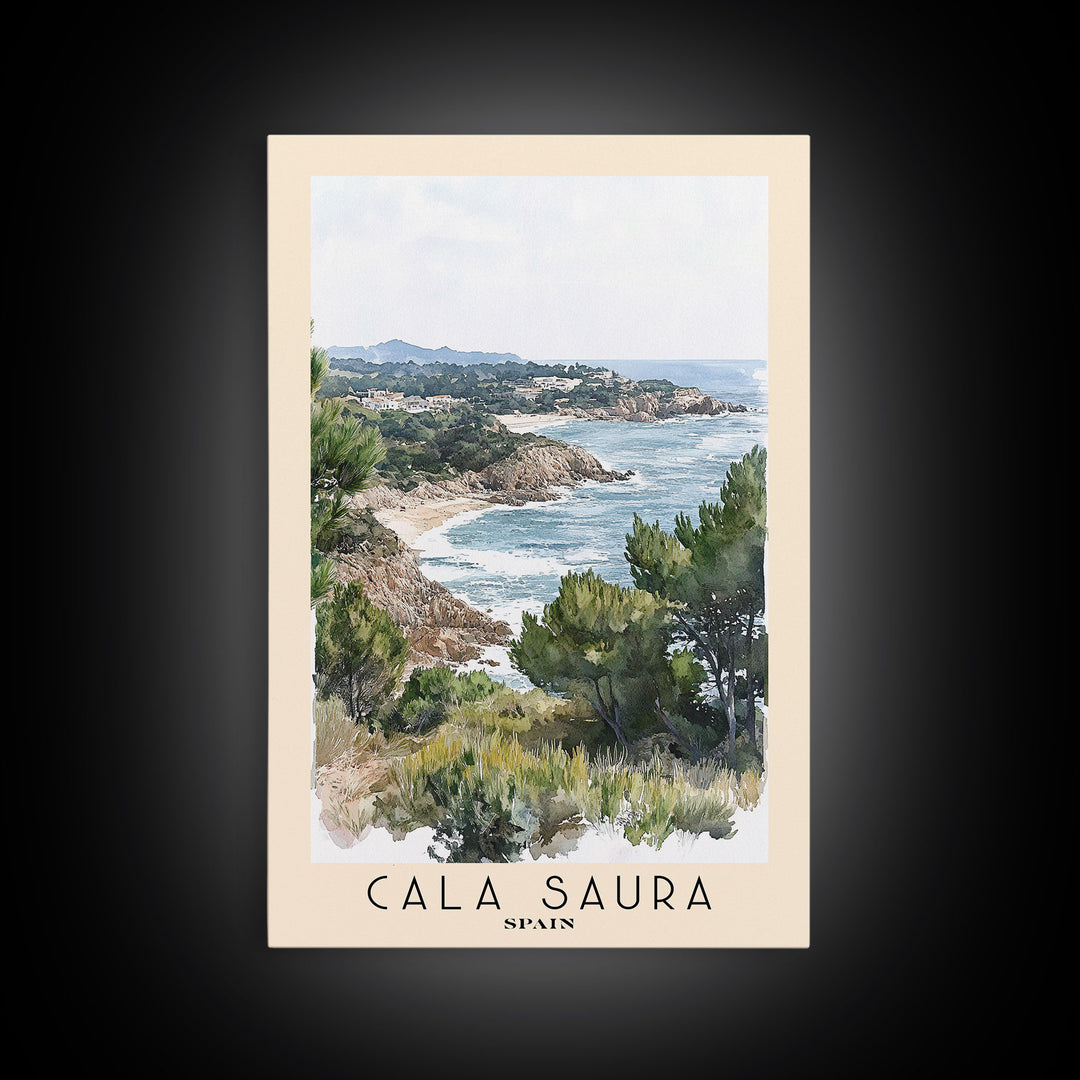Cala Saura, Spain Watercolor Print, Vacation Gift, Spain Wall Art, Vacation Wall Art, Vacatation Memories, Beach Decor, Beach Or Lakehouse Art
