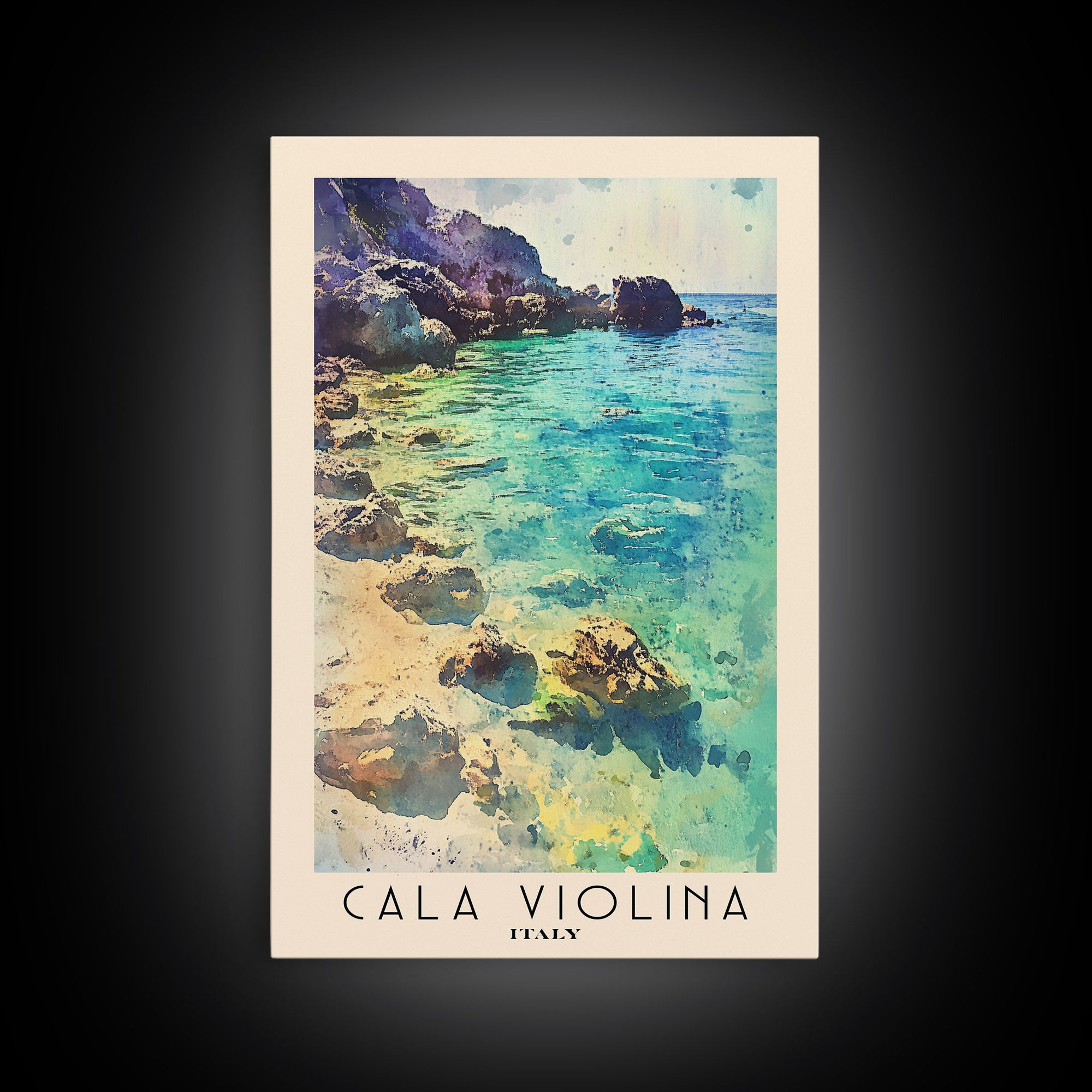 Cala Violina, Italy Watercolor Print, Vacation Gift, Italy Wall Art, Beach Painting, Beach Decor, Beach Or Lakehouse Art