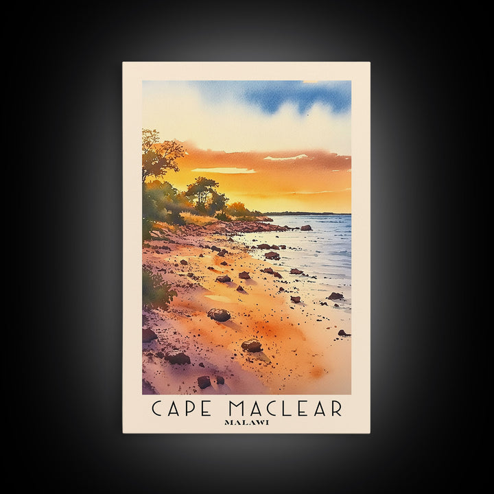 Cape Maclear, Malawi Watercolor Print, Vacation Gift, Malawi Wall Art, Beach Painting, Beach Decor, Large Wall Art, Wood Frame Art