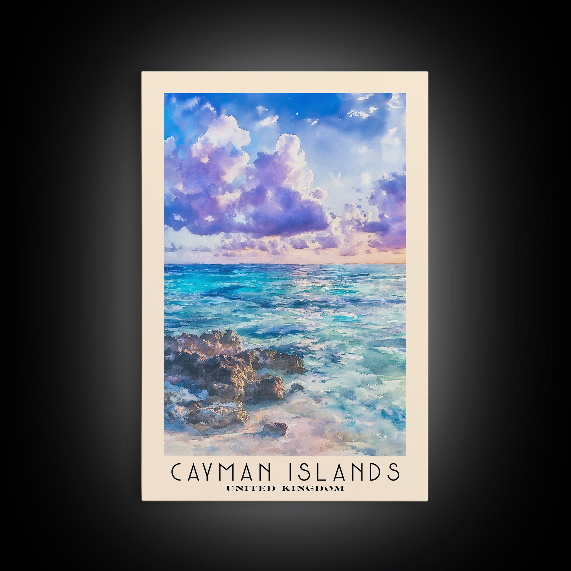 Cayman Islands, United Kingdom Watercolor Beach Print, Vacation Gift, United Kingdom Wall Art, Beach Painting, Beach Decor, Beach Painting