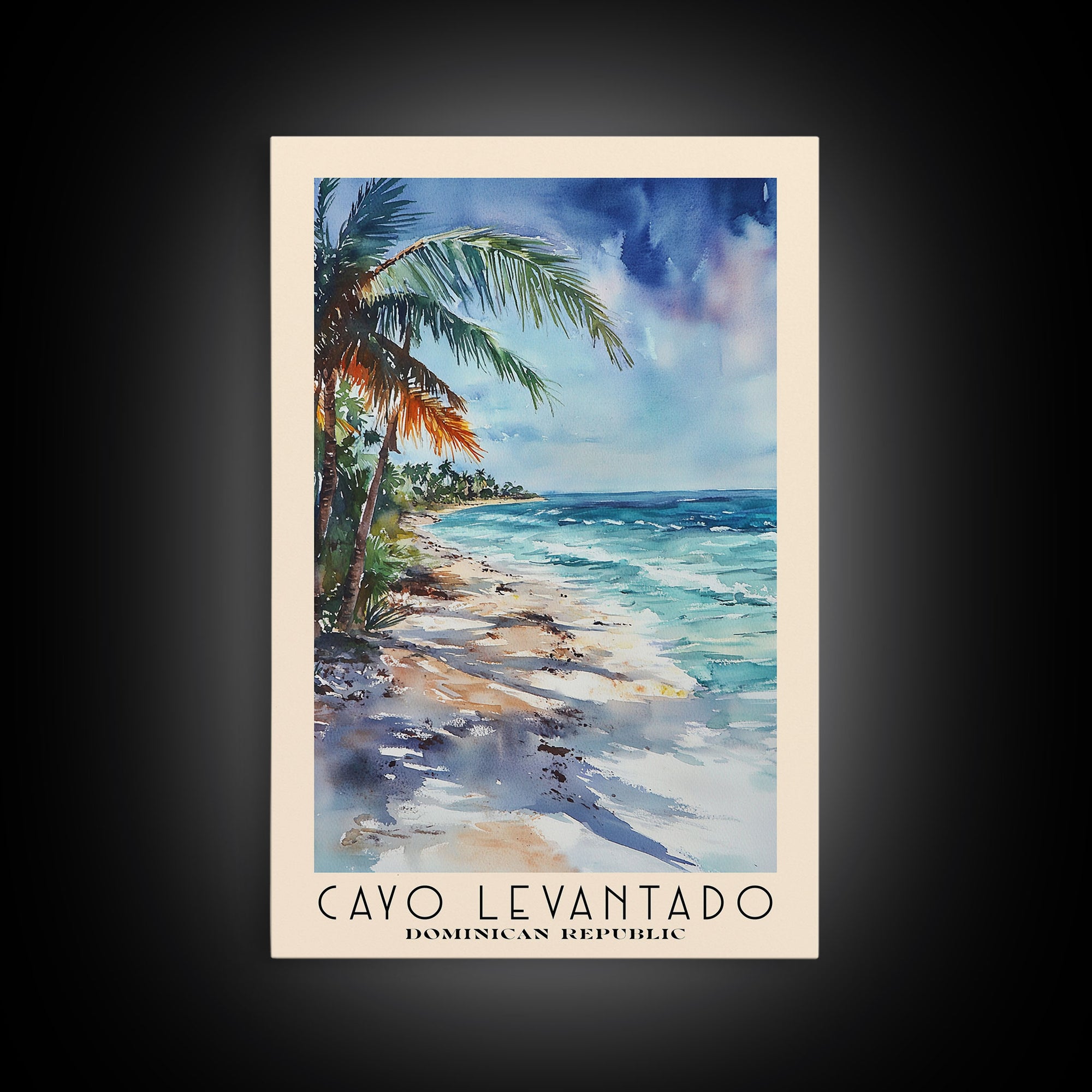 Cayo Levantado, Dominican Republic Watercolor Print, Vacation Gift, Dominican Republic Wall Art, Beach Painting, Beach Decor, Large Wall Art, Wood Frame Art
